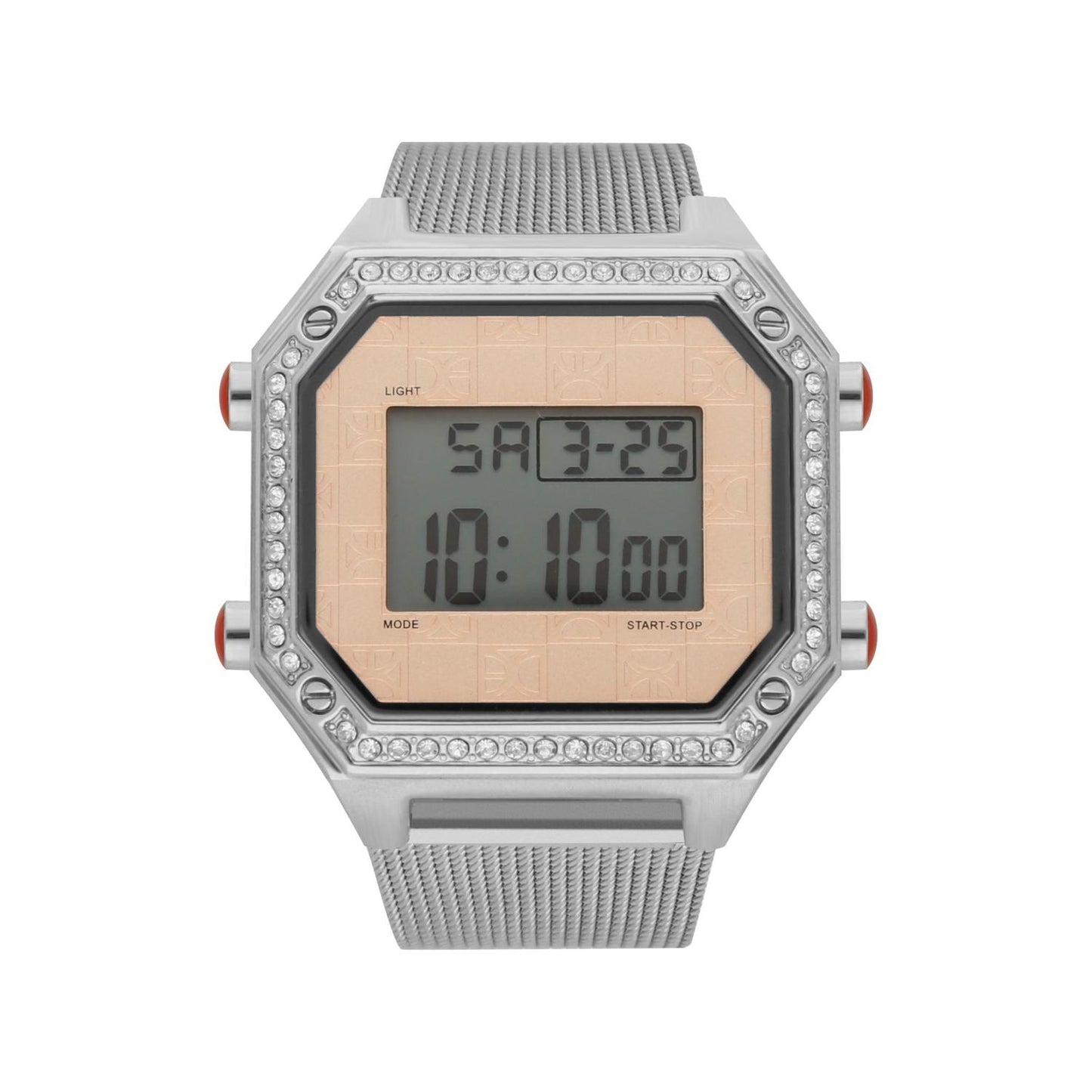 Reloj Digital Con Extensible De Mesh Pedrería En Bisel OE2335