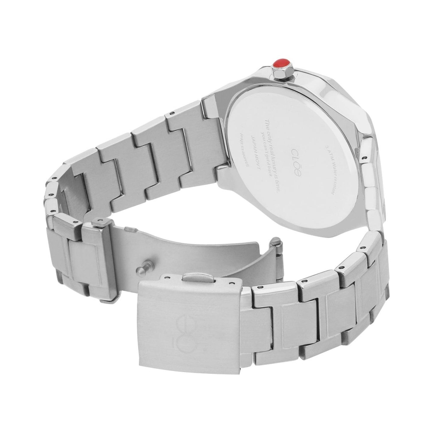Reloj Cloe Analogo para Dama con Pedreria en Bisel, Simuladores y Extensible Color Plateado OE2443