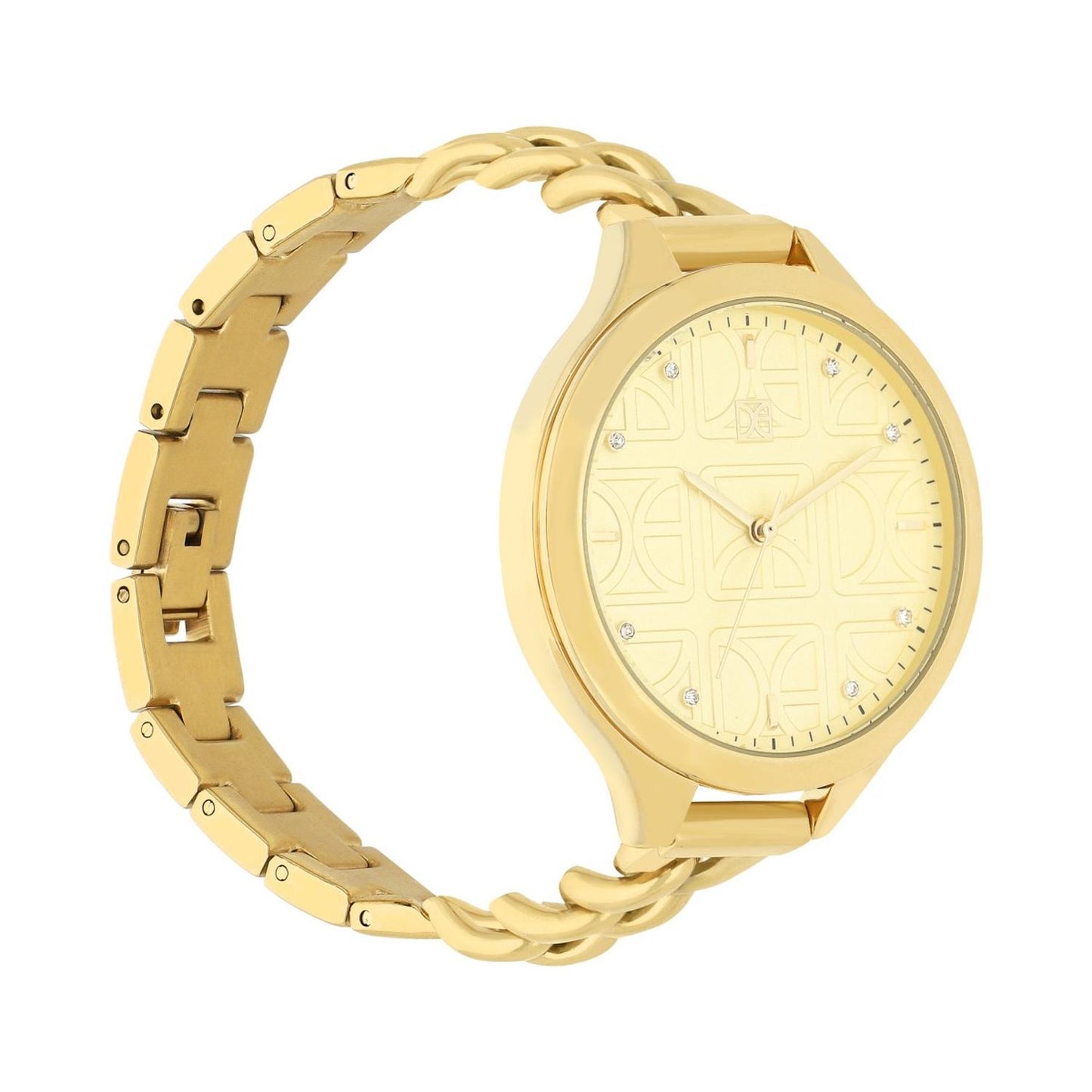Reloj Para Dama con Pedrería en Indicadores y Correa de Metal Color Plateado OE2429