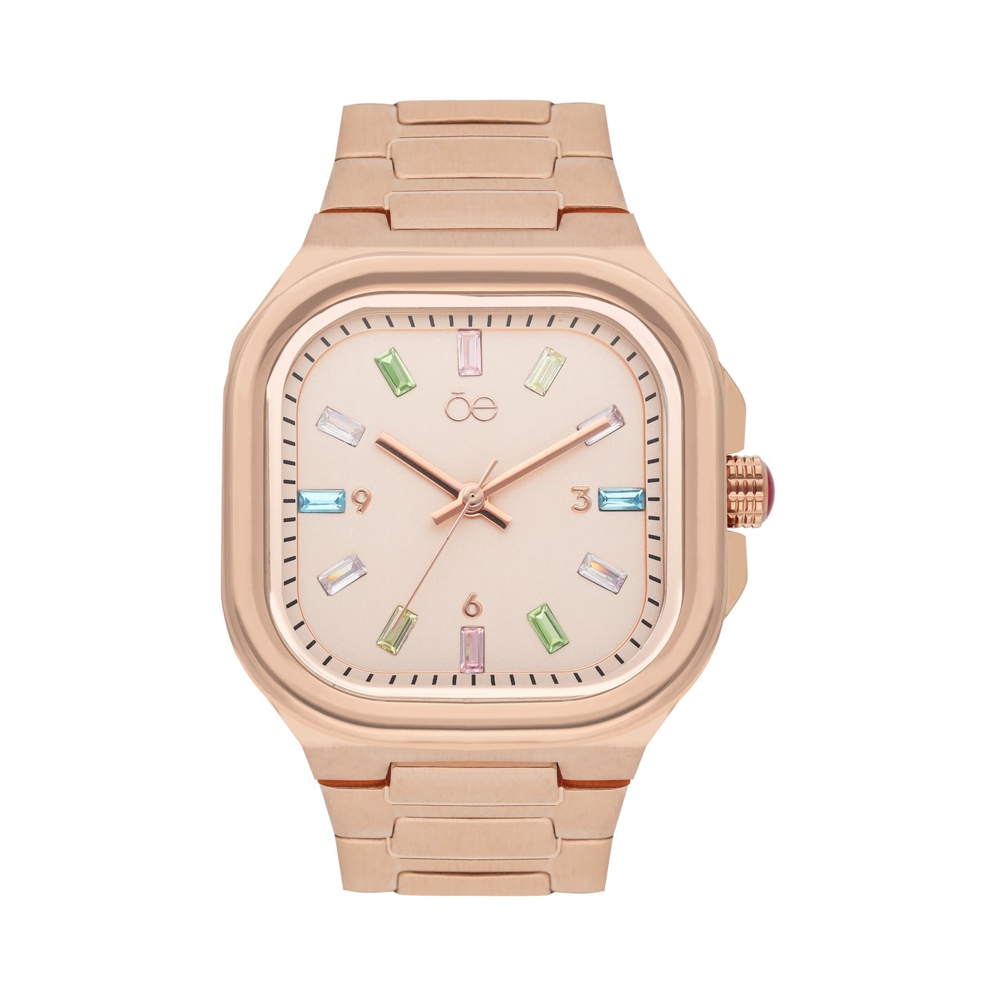 Reloj Cloe Análogo para Dama con Indicadores de Colores y Correa de Acero Inoxidable OE2433