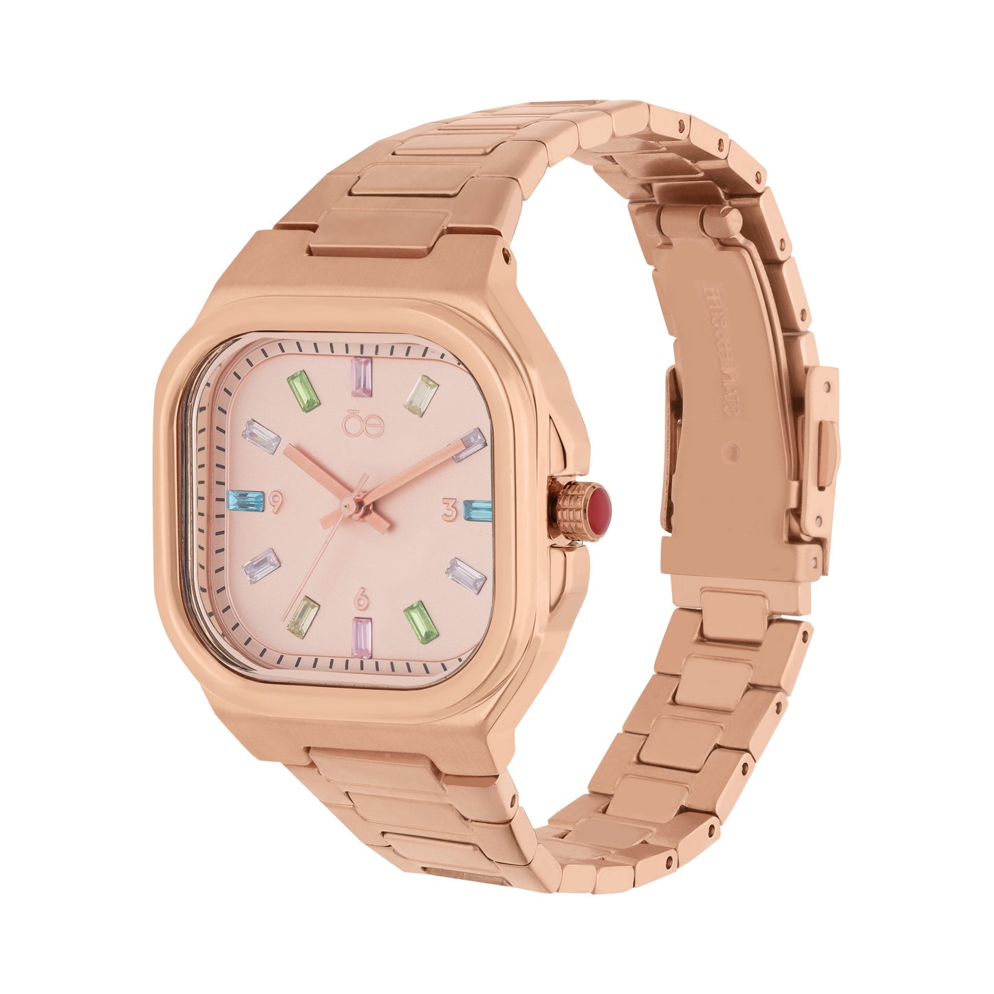 Reloj Cloe Análogo para Dama con Indicadores de Colores y Correa de Acero Inoxidable OE2433
