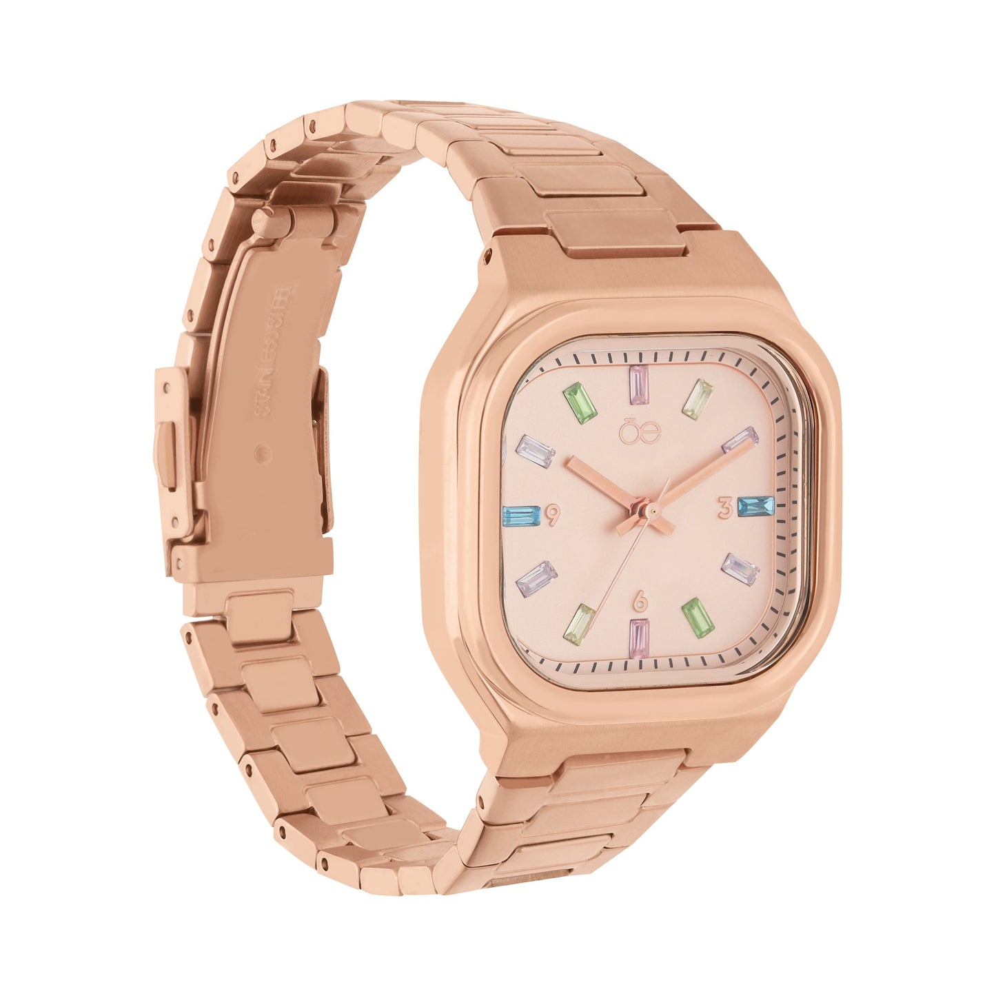 Reloj Cloe Análogo para Dama con Indicadores de Colores y Correa de Acero Inoxidable OE2433