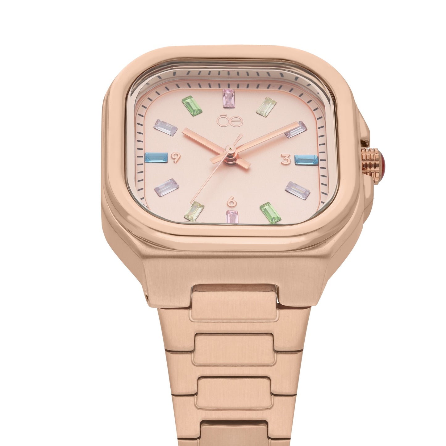 Reloj Cloe Análogo para Dama con Indicadores de Colores y Correa de Acero Inoxidable OE2433