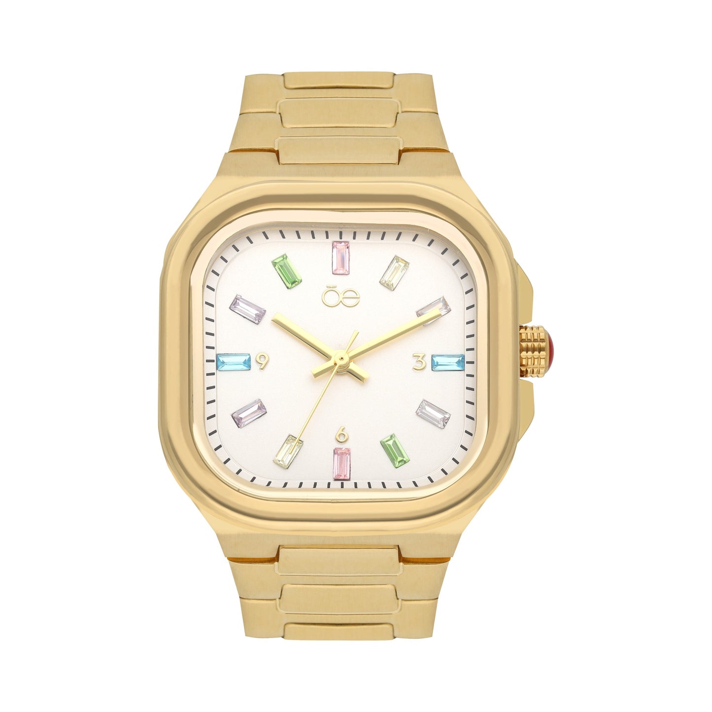 Reloj Cloe Análogo para Dama con Indicadores de Colores y Correa de Acero Inoxidable OE2433