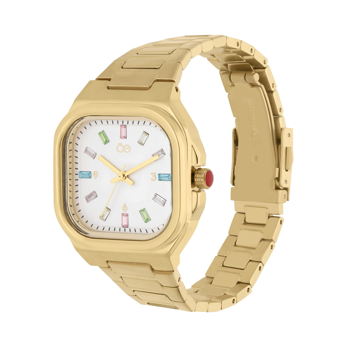 Reloj Cloe Análogo para Dama con Indicadores de Colores y Correa de Acero Inoxidable OE2433