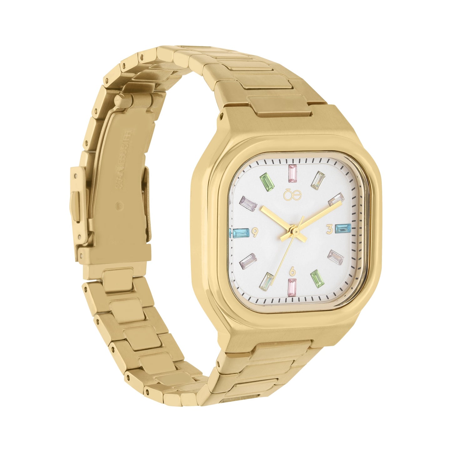 Reloj Cloe Análogo para Dama con Indicadores de Colores y Correa de Acero Inoxidable OE2433