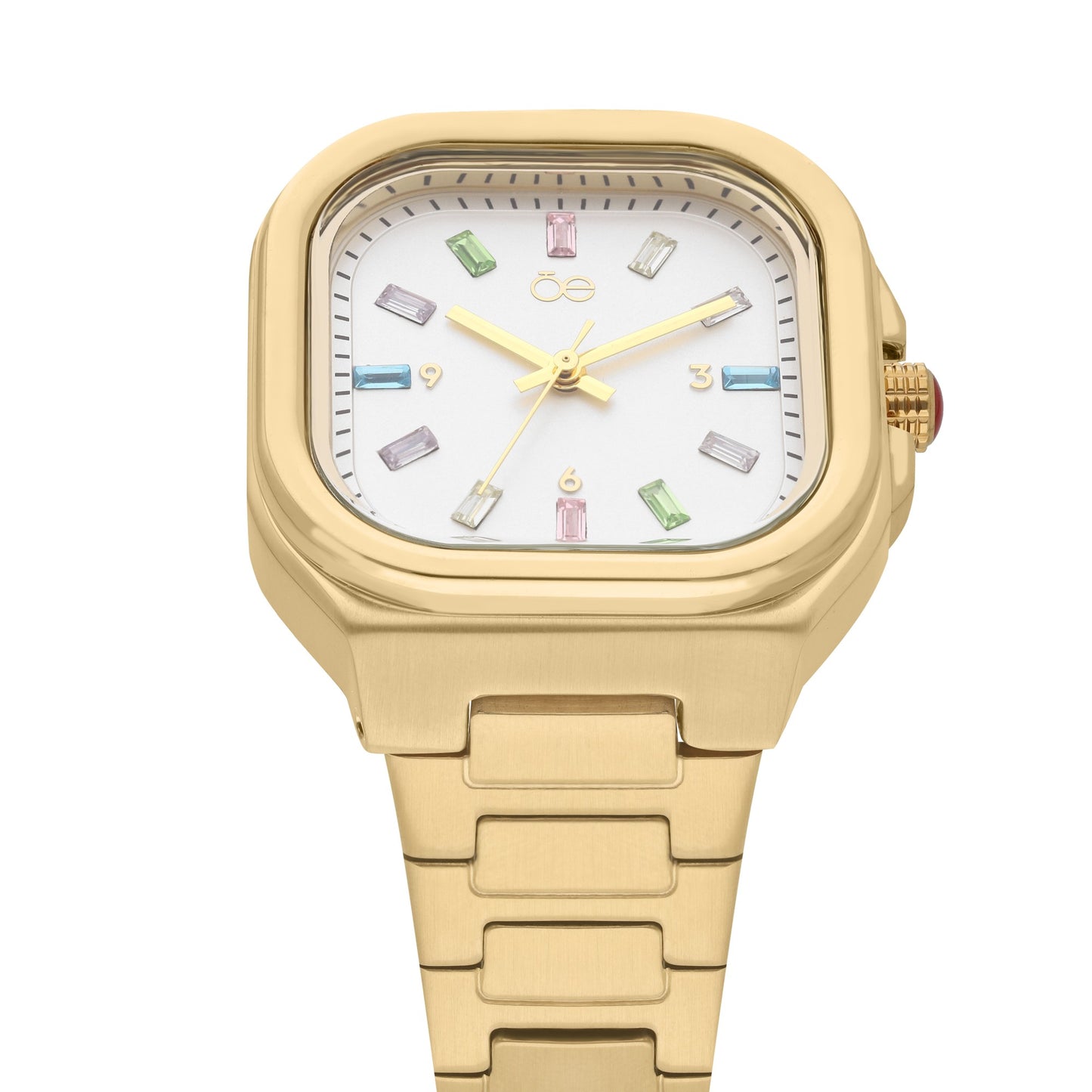 Reloj Cloe Análogo para Dama con Indicadores de Colores y Correa de Acero Inoxidable OE2433