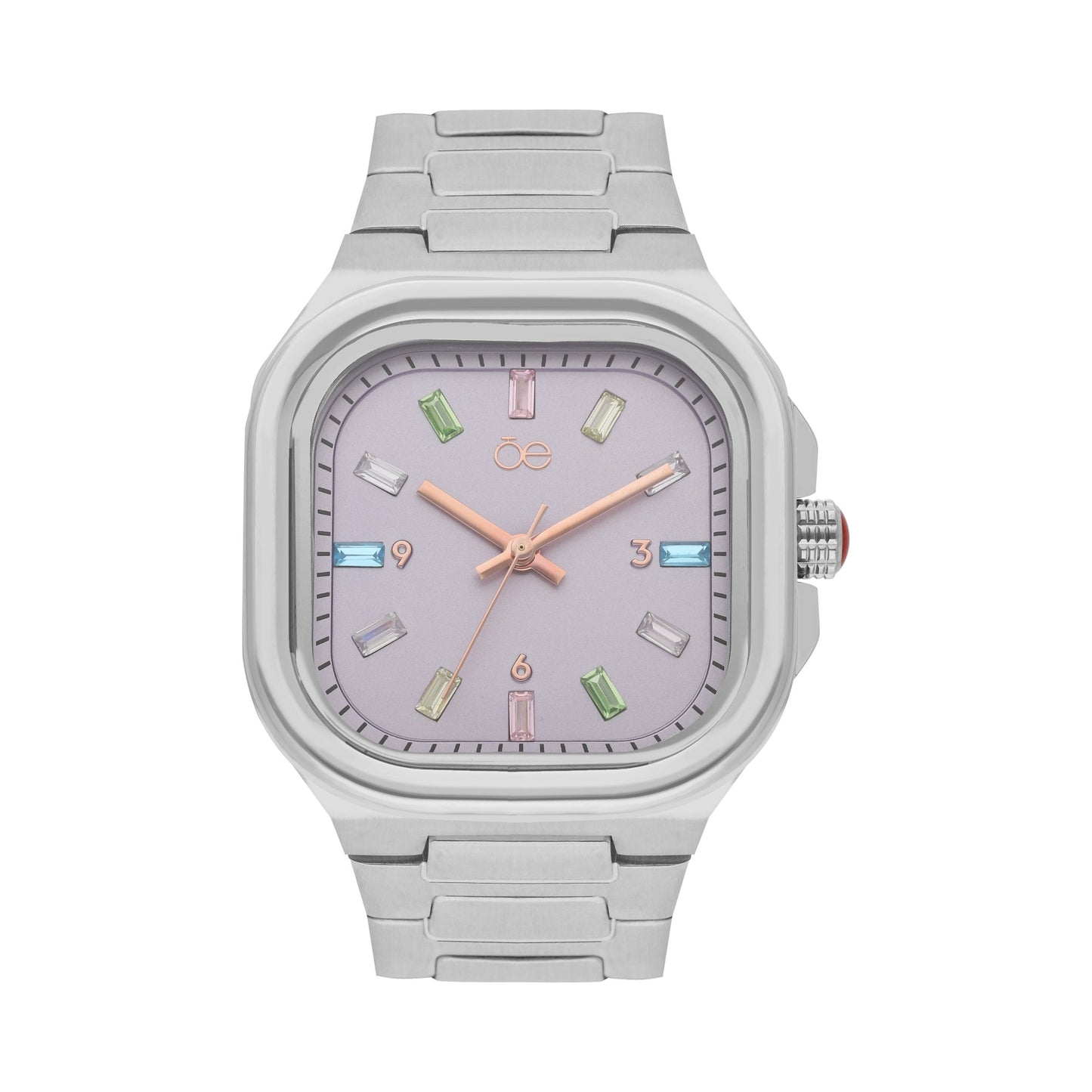 Reloj Cloe Análogo para Dama con Indicadores de Colores y Correa de Acero Inoxidable OE2433