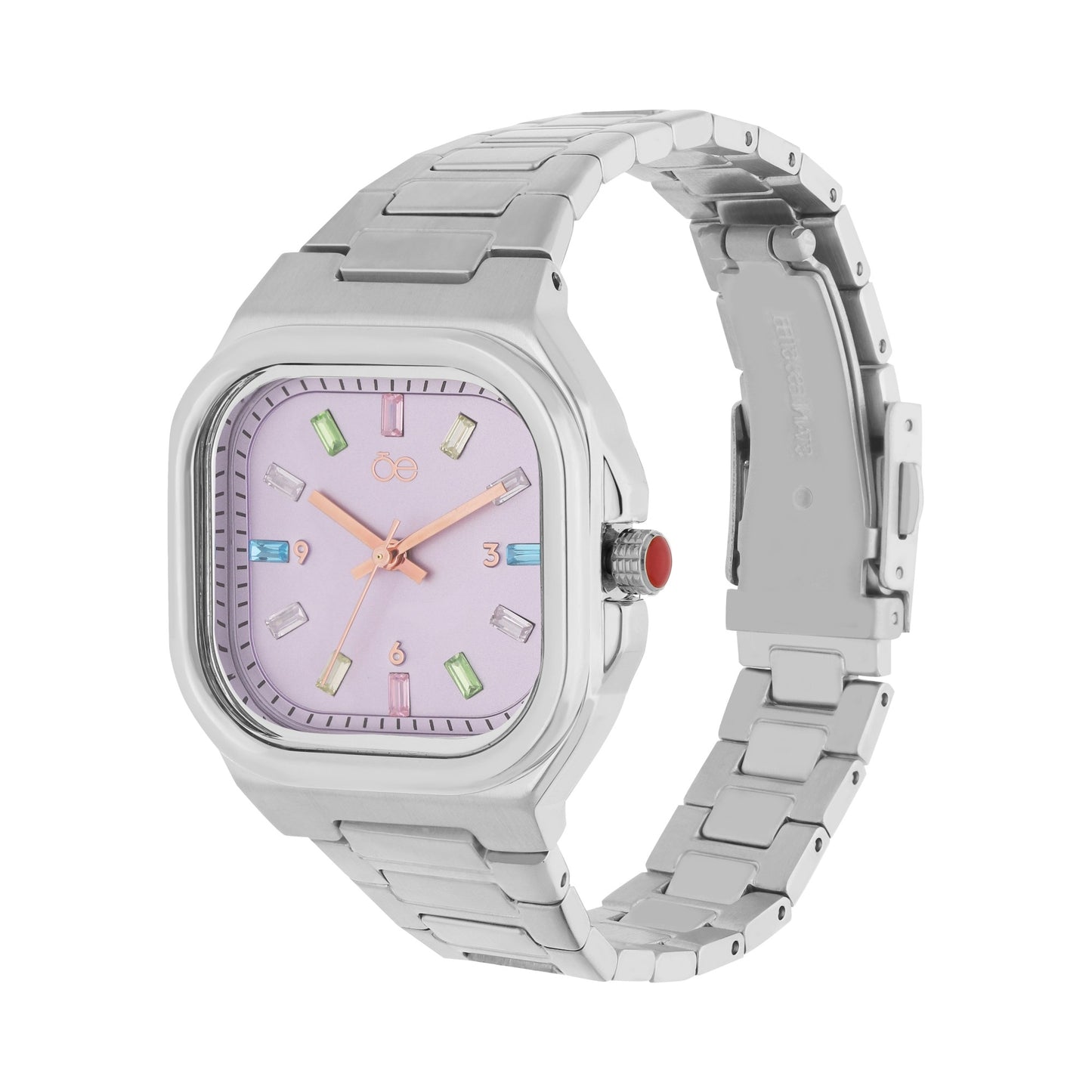 Reloj Cloe Análogo para Dama con Indicadores de Colores y Correa de Acero Inoxidable OE2433