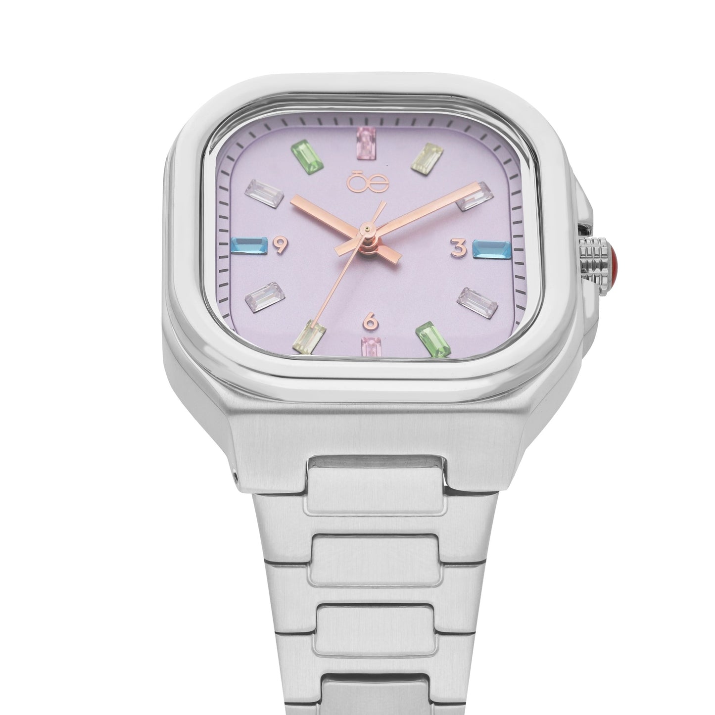 Reloj Cloe Análogo para Dama con Indicadores de Colores y Correa de Acero Inoxidable OE2433