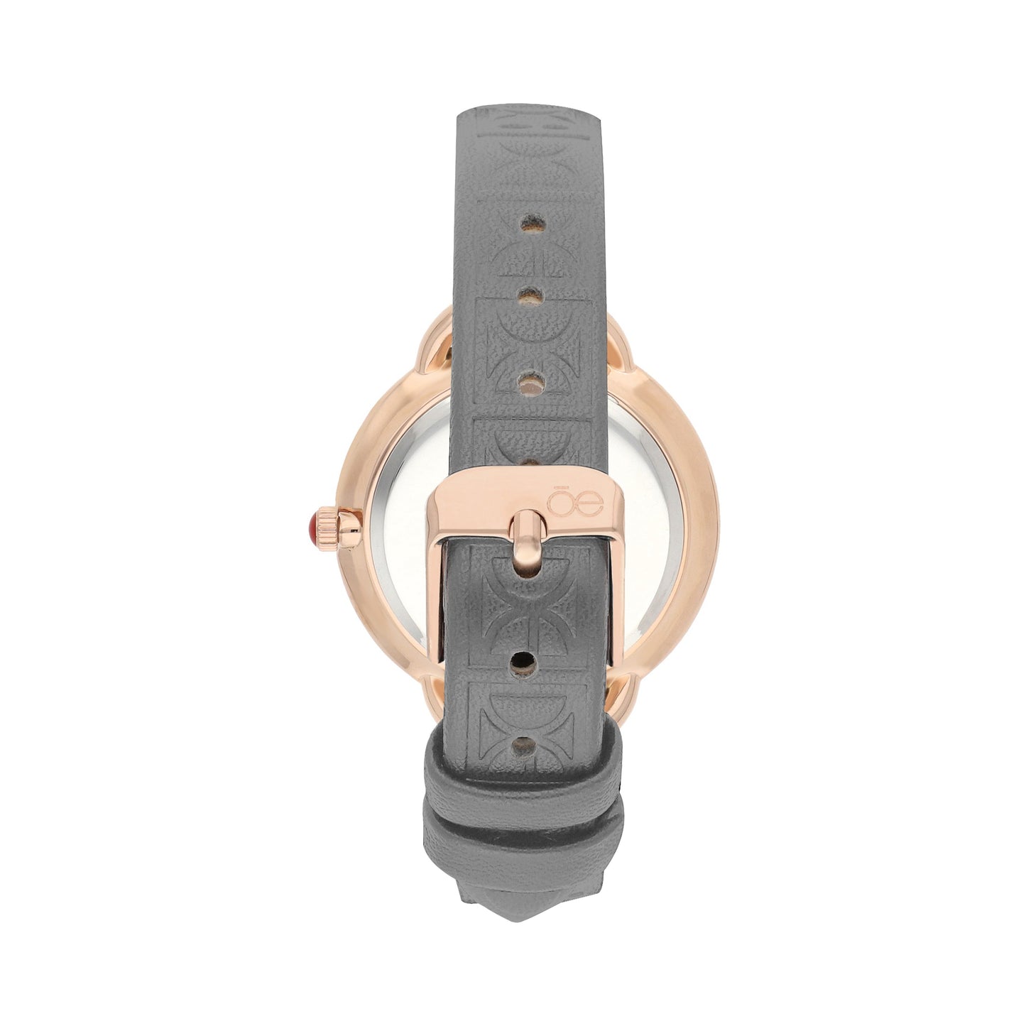 Reloj Análogo Cloe para Dama con Pedrería en Indicadores, Bisel Color Plateado y Correa de Tactopiel OE2437