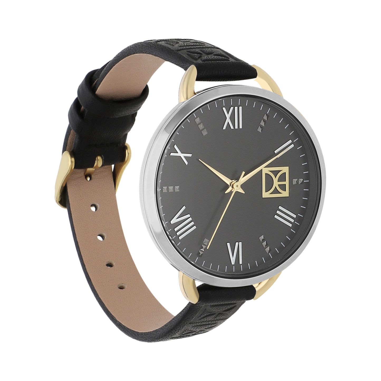 Reloj Análogo Cloe para Dama con Pedrería en Indicadores, Bisel Color Plateado y Correa de Tactopiel OE2437