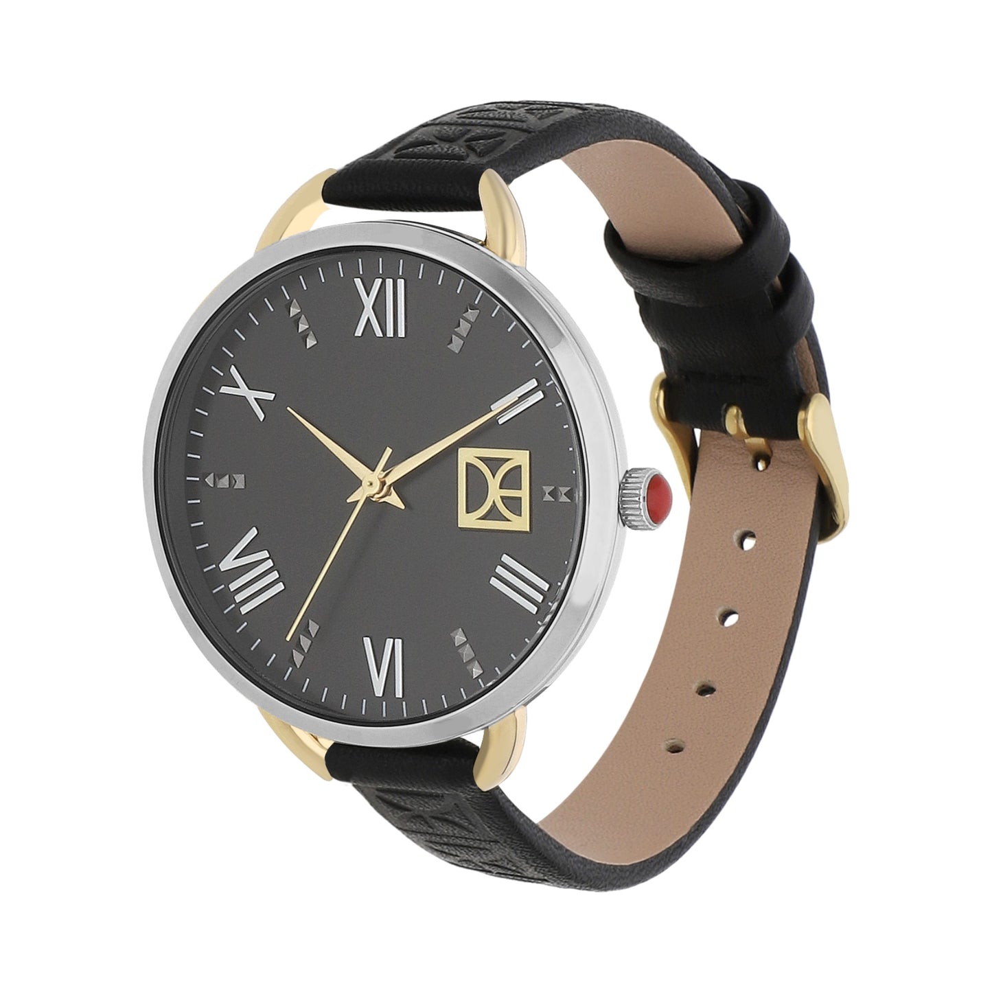 Reloj Análogo Cloe para Dama con Pedrería en Indicadores, Bisel Color Plateado y Correa de Tactopiel OE2437