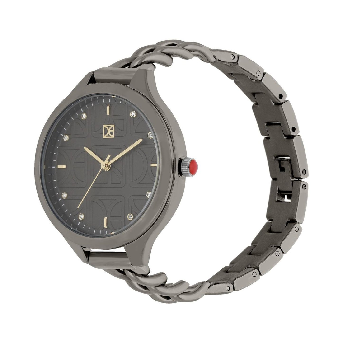 Reloj Para Dama con Pedrería en Indicadores y Correa de Metal Color Plateado OE2429
