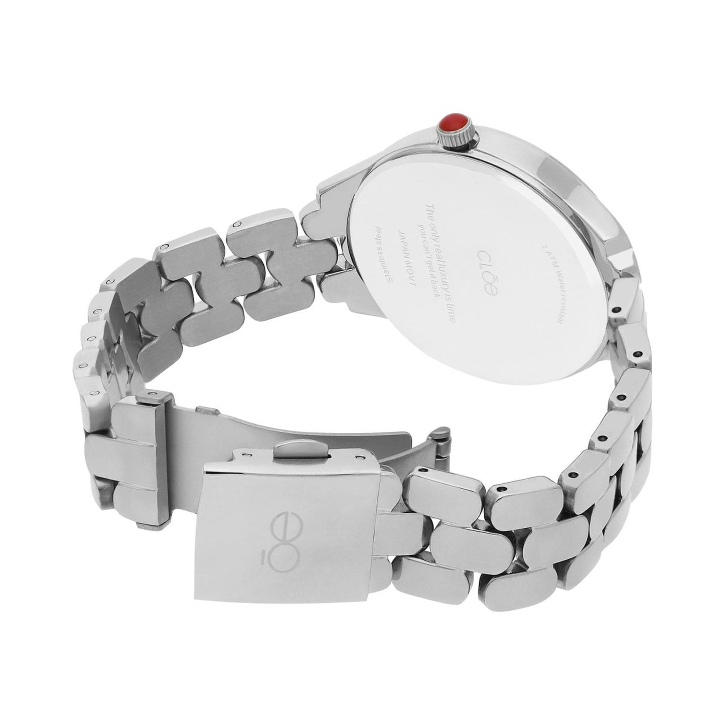 Reloj Analogo para Dama con Cristal Facetado, de Acero Inoxidable Color Plateado OE2439