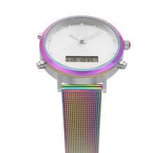 Cargar imagen en el visor de la galería, Reloj para dama digital / análogo con caja redonda, extensible de mesh de acero inoxidable OE2409

