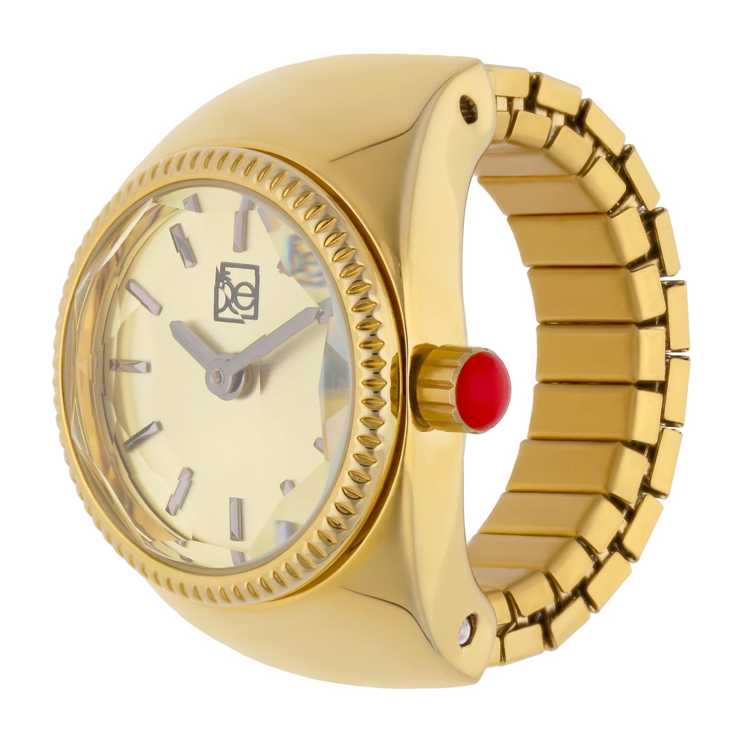 Reloj Anillo Cloe Análogo para Dama con Cristal Facetado y Extensible de Acero Inoxidable OE2541