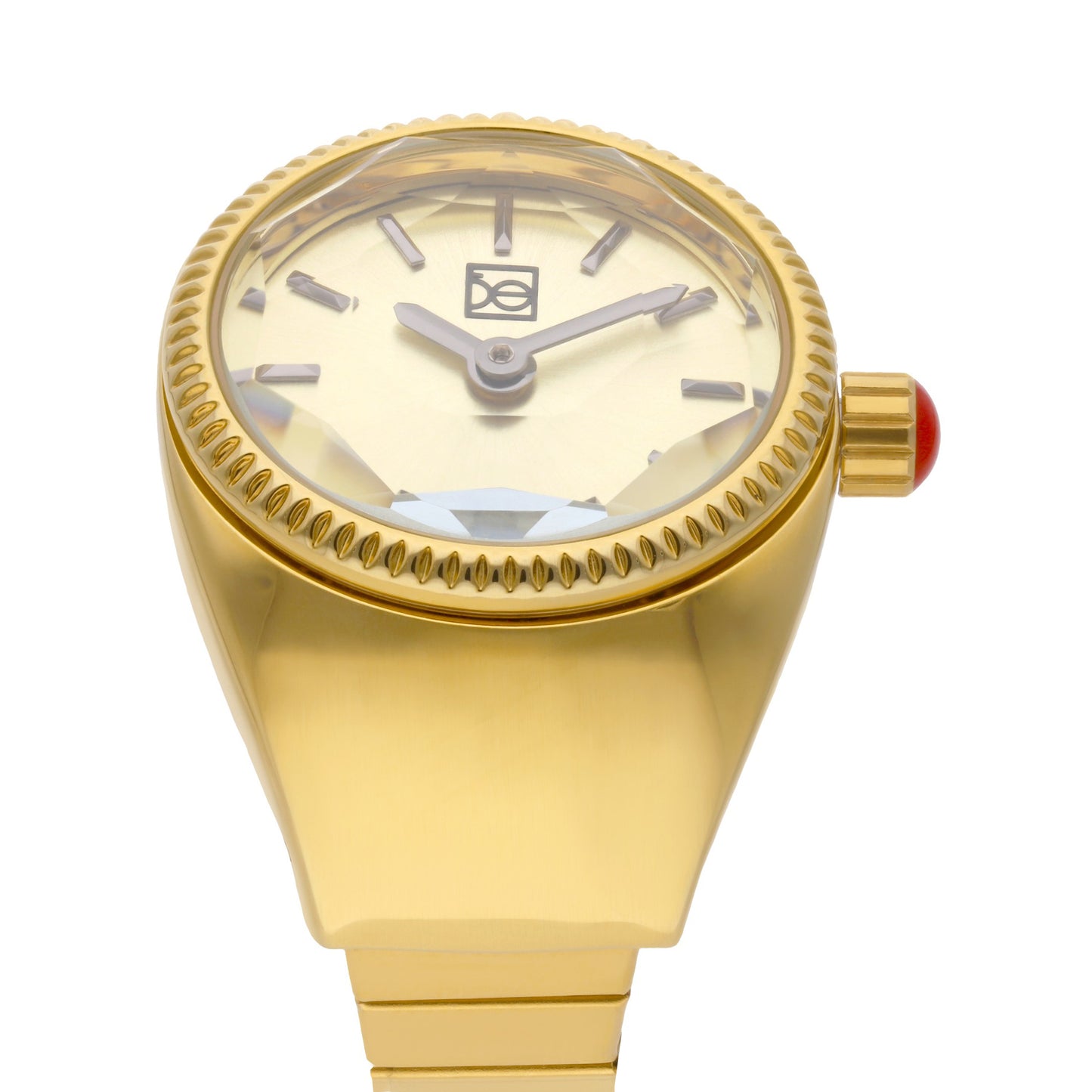 Reloj Anillo Cloe Análogo para Dama con Cristal Facetado y Extensible de Acero Inoxidable OE2541