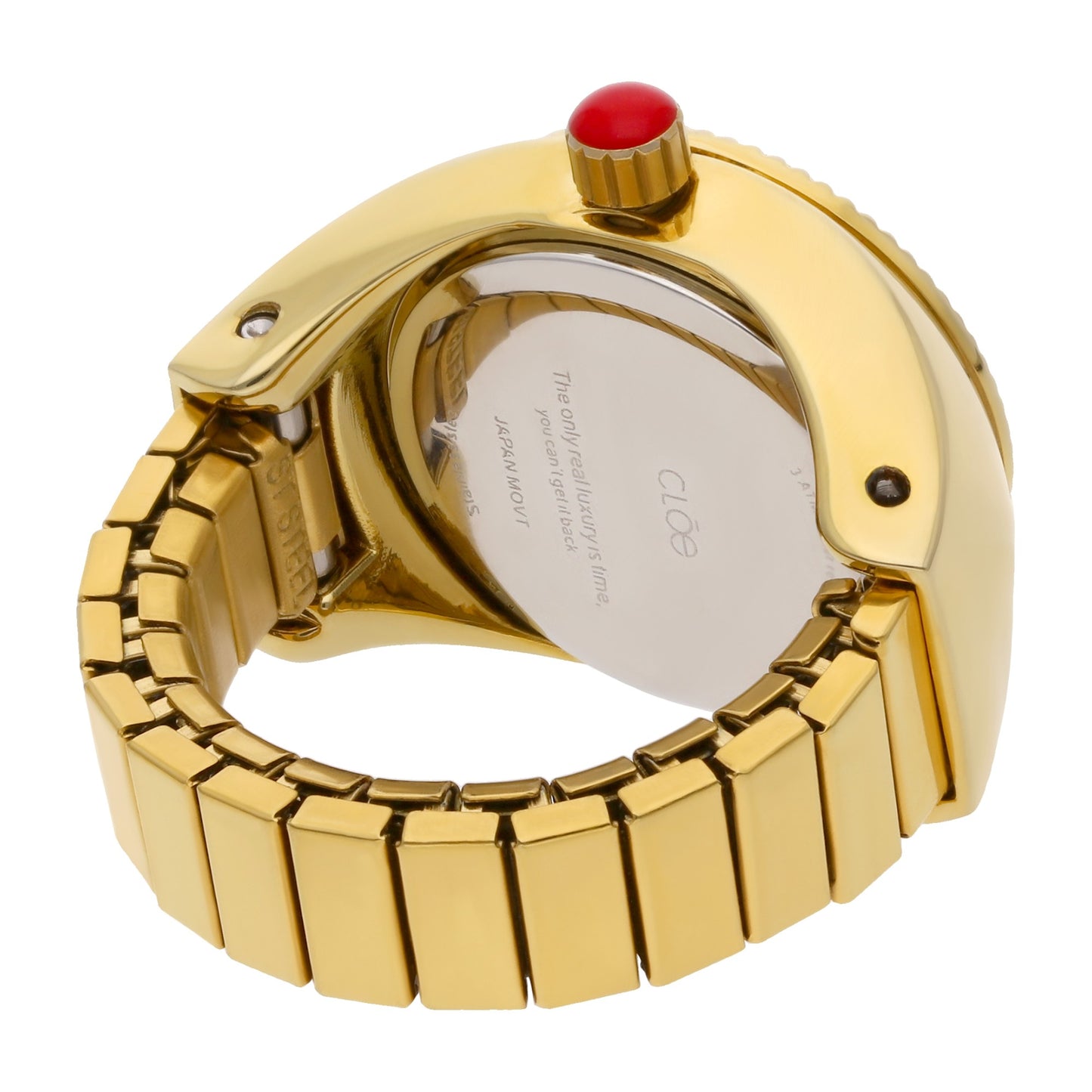 Reloj Anillo Cloe Análogo para Dama con Cristal Facetado y Extensible de Acero Inoxidable OE2541
