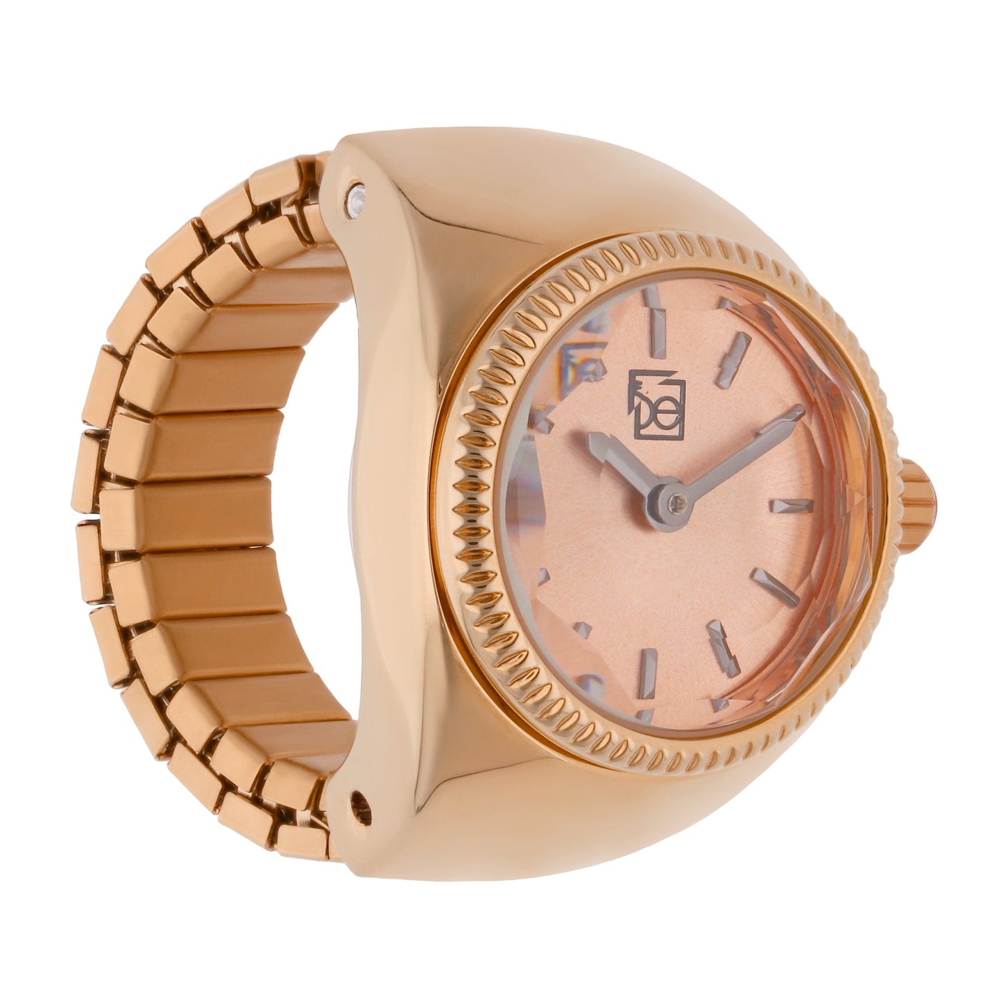 Reloj Anillo Cloe Análogo para Dama con Cristal Facetado y Extensible de Acero Inoxidable OE2541