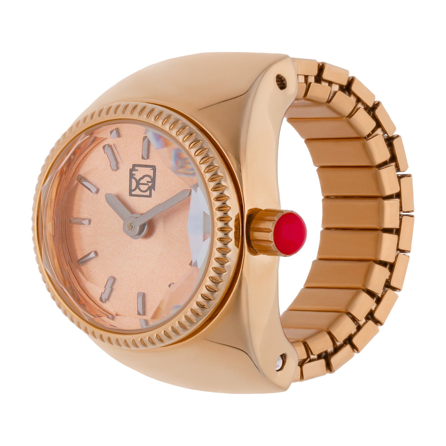 Reloj Anillo Cloe Análogo para Dama con Cristal Facetado y Extensible de Acero Inoxidable OE2541