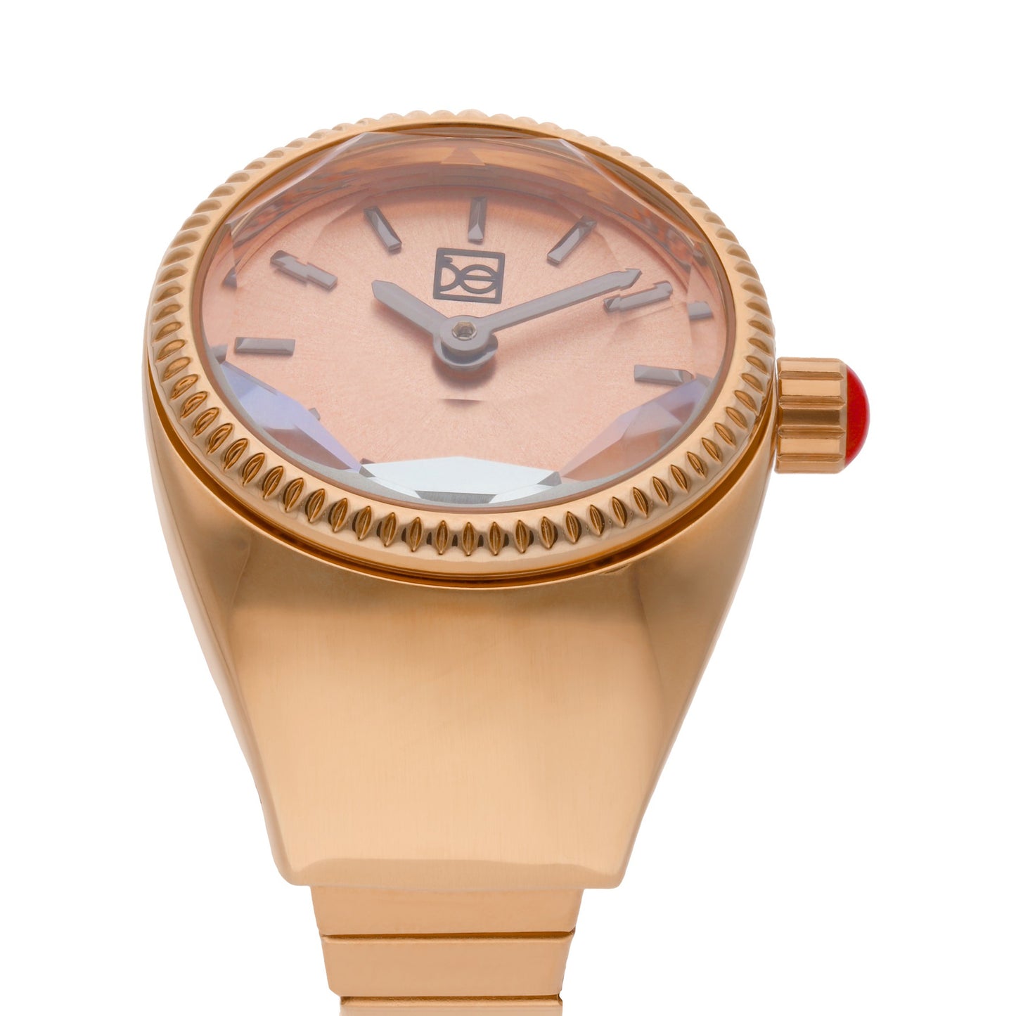 Reloj Anillo Cloe Análogo para Dama con Cristal Facetado y Extensible de Acero Inoxidable OE2541