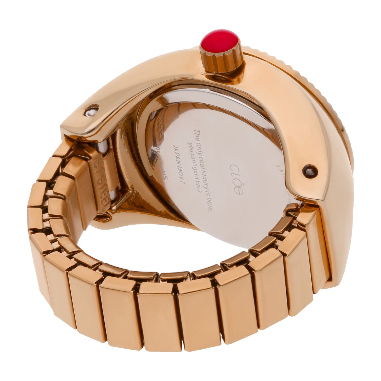 Reloj Anillo Cloe Análogo para Dama con Cristal Facetado y Extensible de Acero Inoxidable OE2541