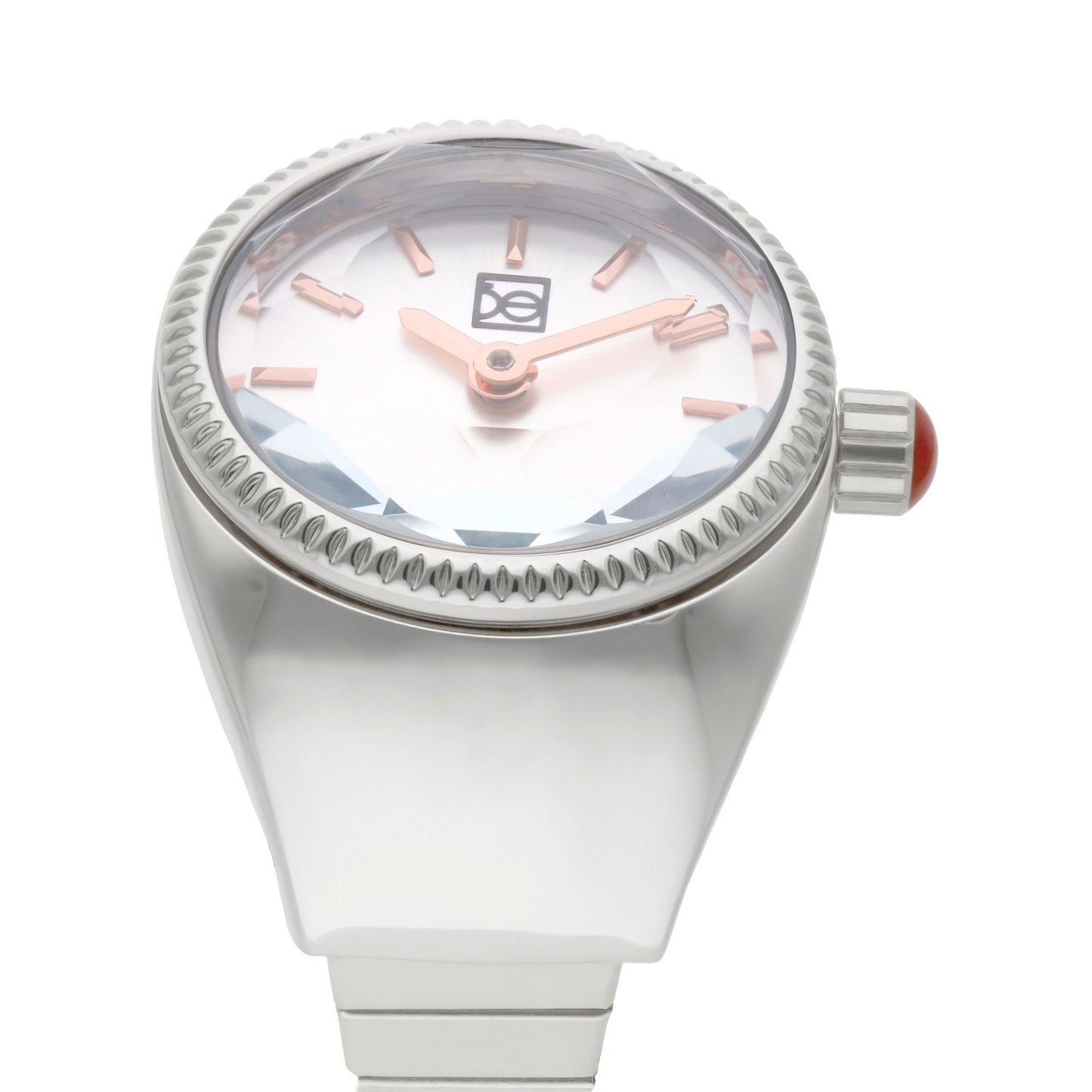 Reloj Anillo Cloe Análogo para Dama con Cristal Facetado y Extensible de Acero Inoxidable OE2541
