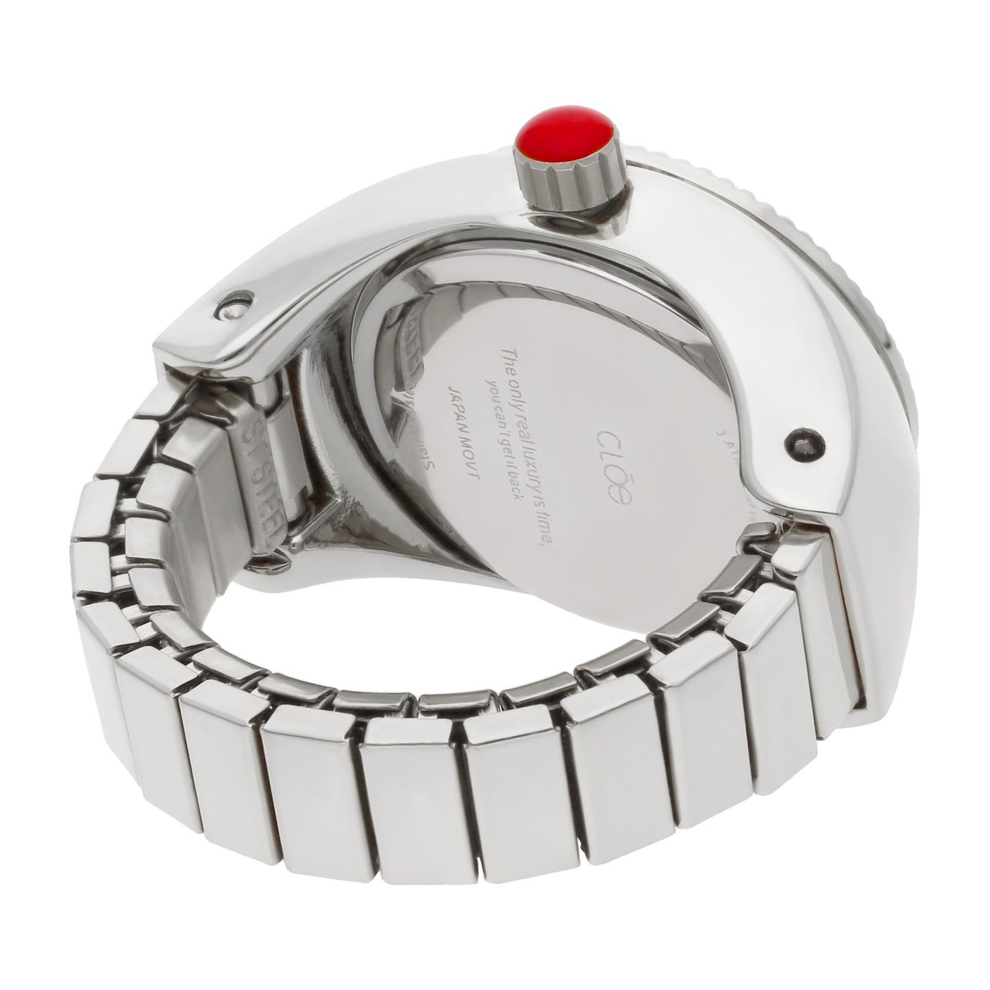 Reloj Anillo Cloe Análogo para Dama con Cristal Facetado y Extensible de Acero Inoxidable OE2541