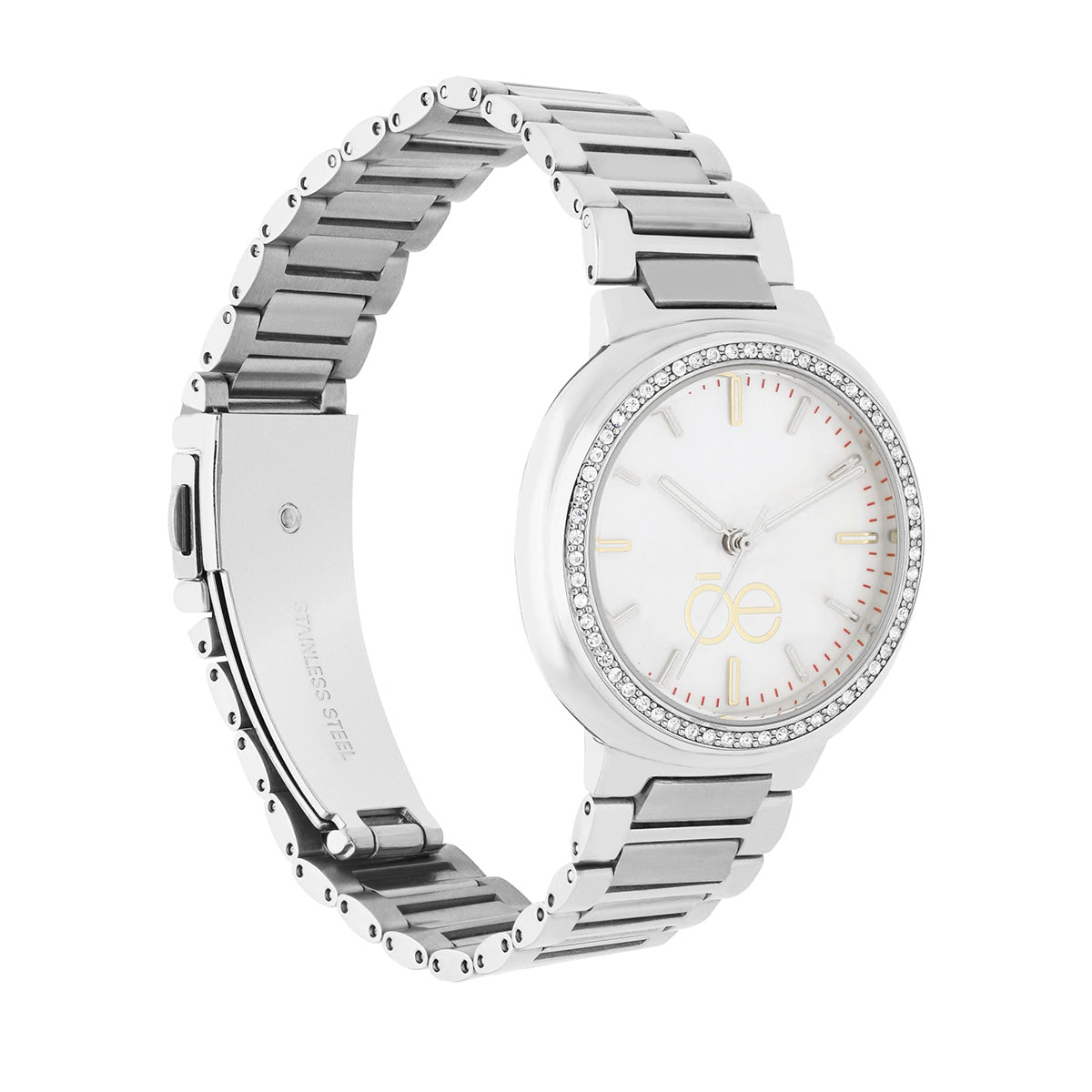 Reloj Cloe Análogo para Dama con Madre Perla en carátula y Extensible de Acero Inoxidable OE2542