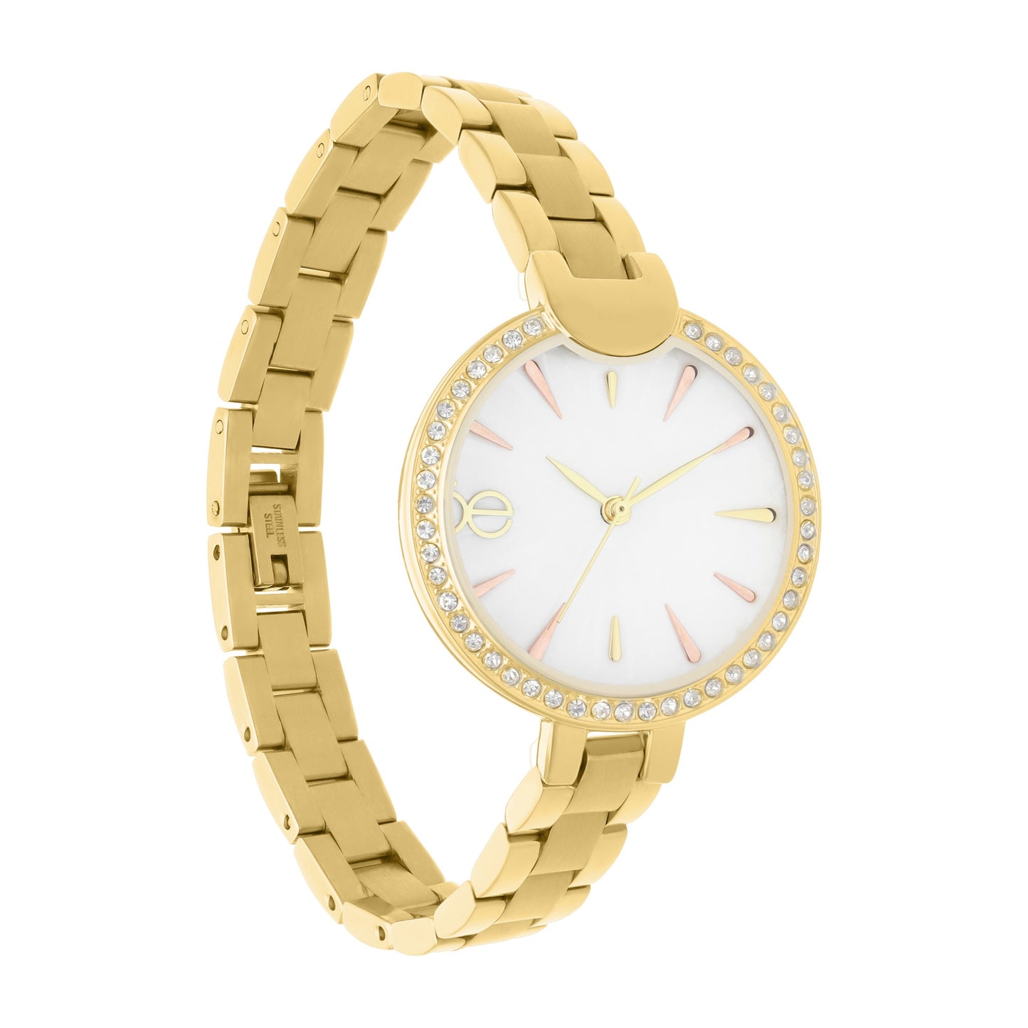 Reloj Cloe Análogo para Dama con Carátula con Acabado de Madre Perla y Extensible de Acero Inoxidable OE2545