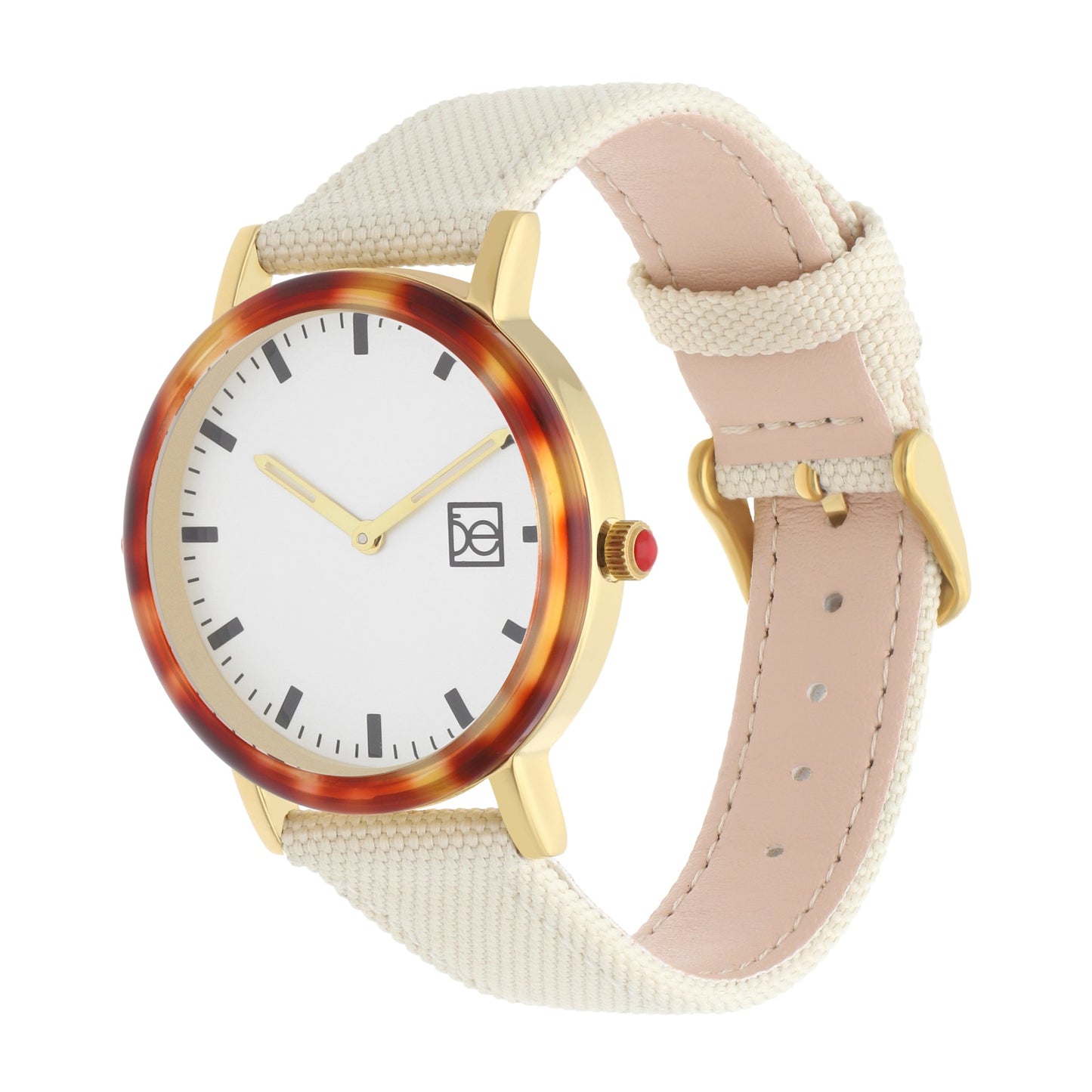 Reloj Cloe Análogo para Dama con Bisel Carey y Correa de Textil OE2546