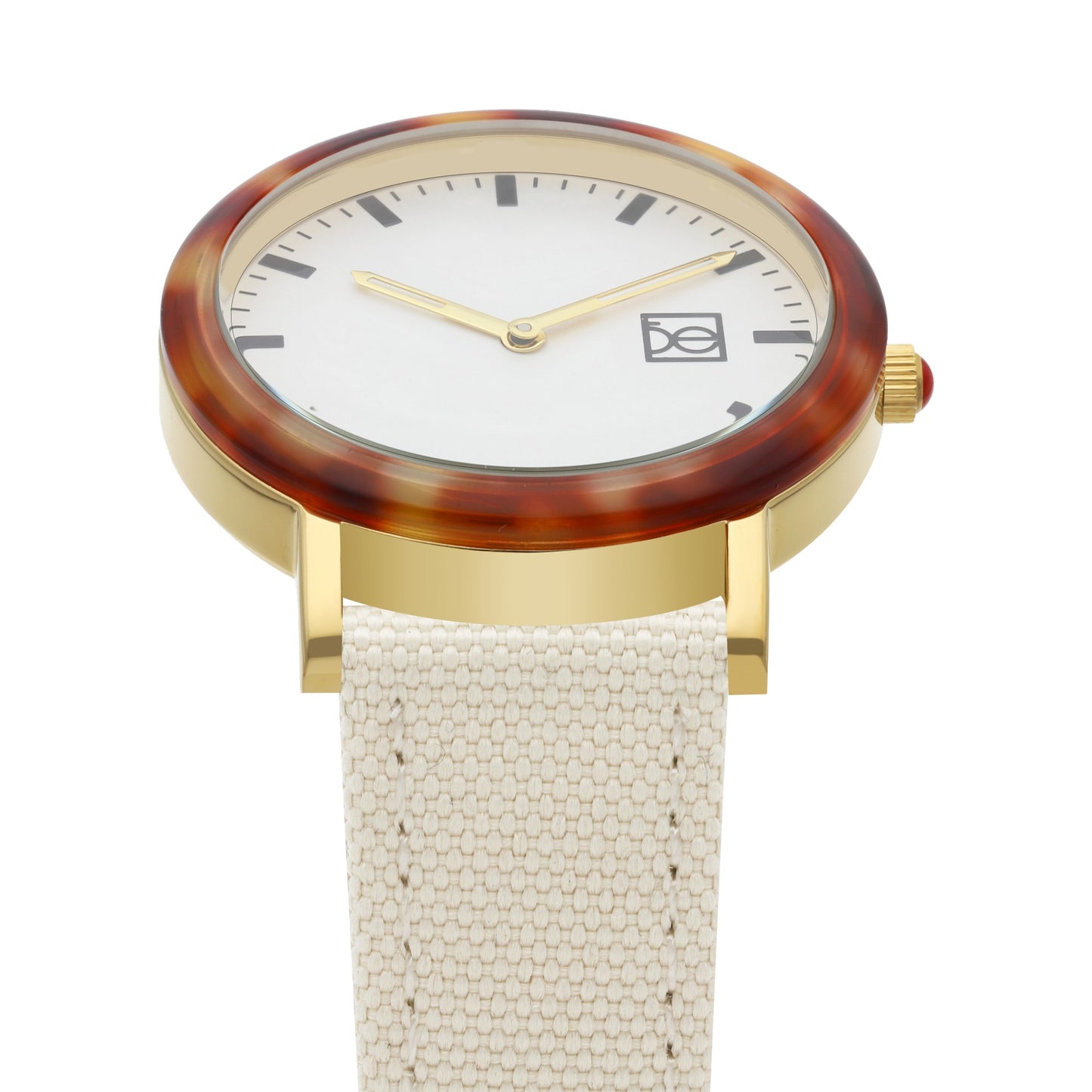 Reloj Cloe Análogo para Dama con Bisel Carey y Correa de Textil OE2546