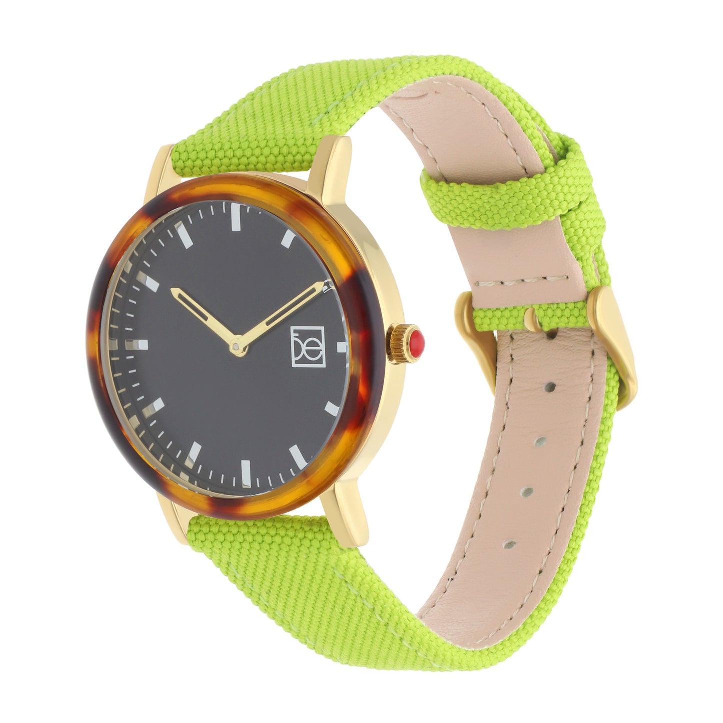 Reloj Cloe Análogo para Dama con Bisel Carey y Correa de Textil OE2546