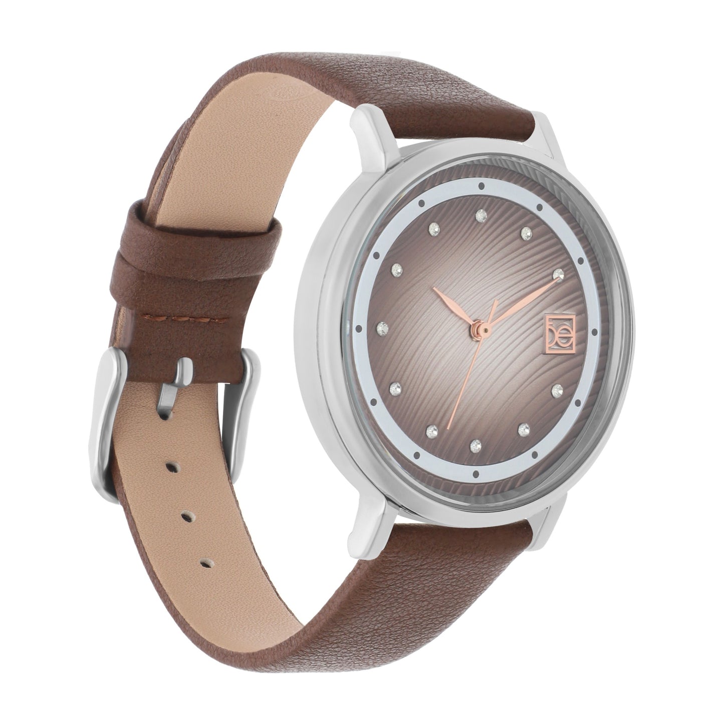 Reloj Cloe Análogo para Dama con Caratula Texturizada y Correa de Tactopiel OE2547