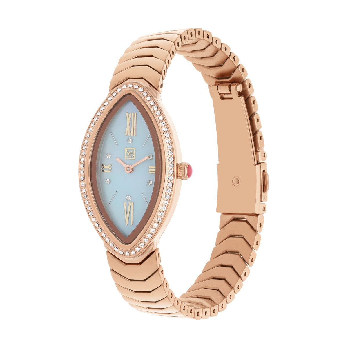 Reloj Cloe Análogo Caja Ovalada y Extensible de Acero Inoxidable OE2548-GL