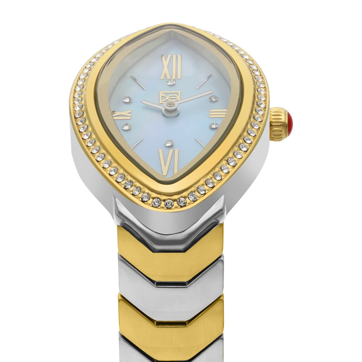 Reloj Cloe Análogo Caja Ovalada y Extensible de Acero Inoxidable OE2548-GL