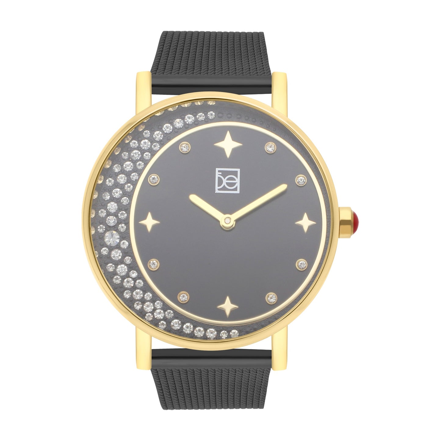 Reloj Cloe Análogo para Dama con Pedrería en Forma de Luna y Extensible de Mesh OE2552