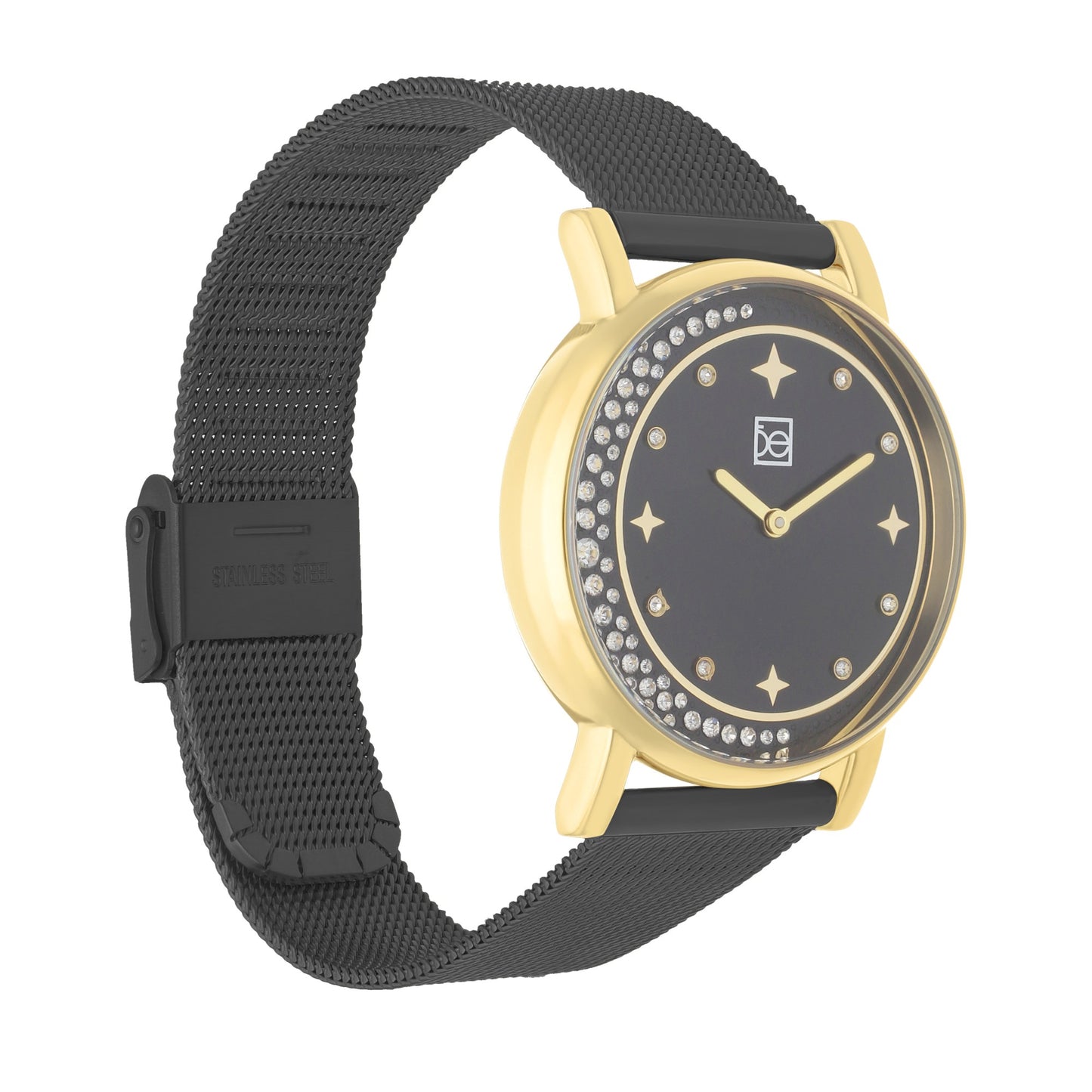 Reloj Cloe Análogo para Dama con Pedrería en Forma de Luna y Extensible de Mesh OE2552