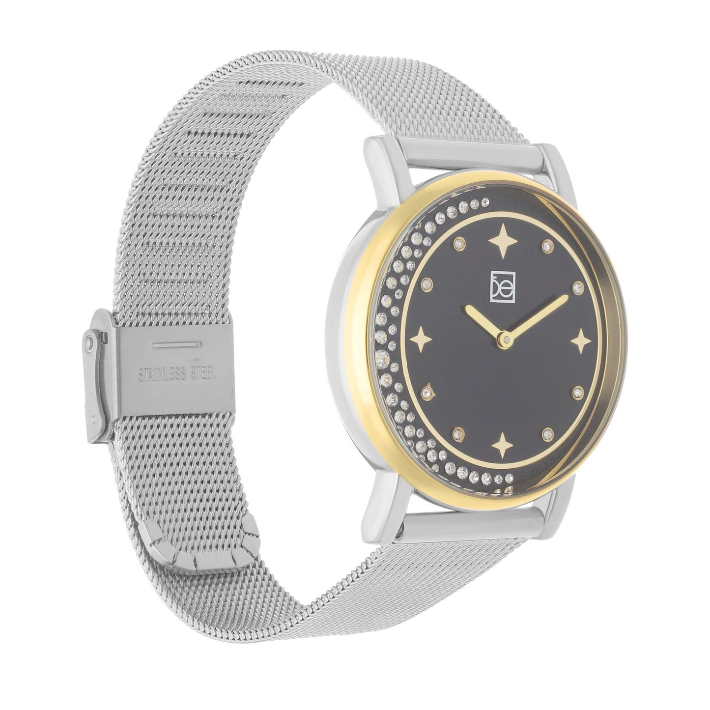 Reloj Cloe Análogo para Dama con Pedrería en Forma de Luna y Extensible de Mesh OE2552