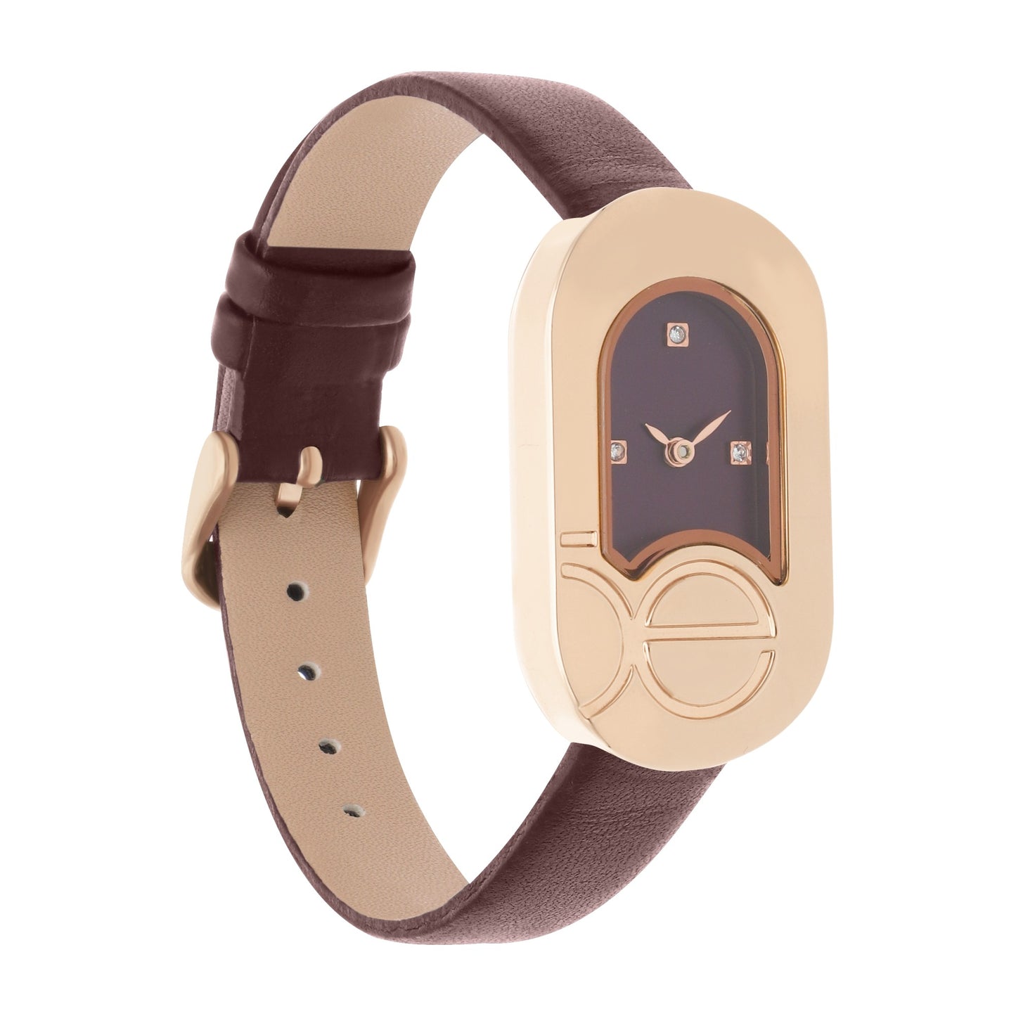Reloj Cloe Análogo para Dama con Monograma Integrado en la Caja y Correa de Tactopiel OE2553