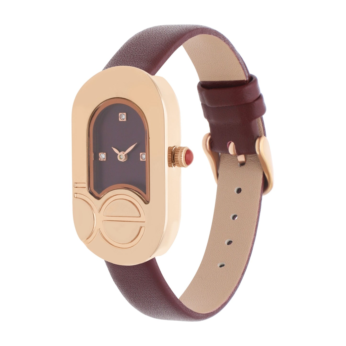 Reloj Cloe Análogo para Dama con Monograma Integrado en la Caja y Correa de Tactopiel OE2553