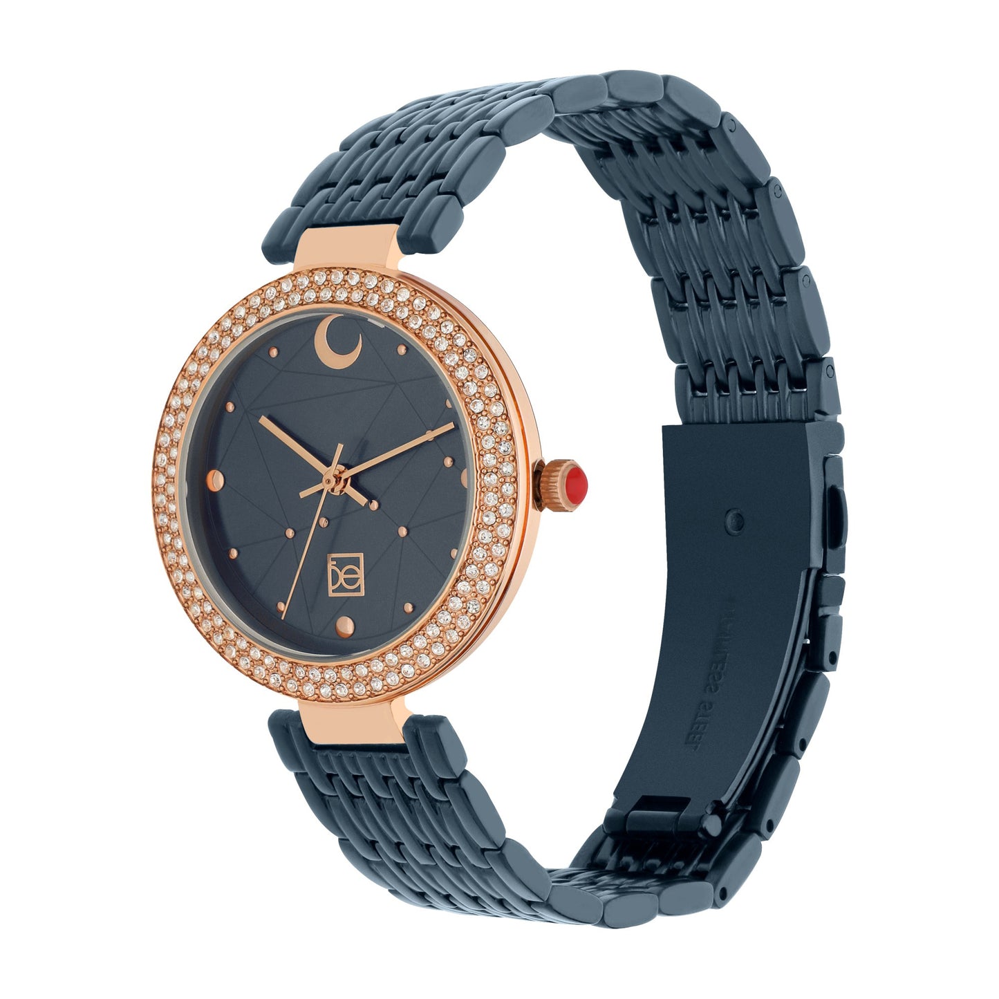 Reloj Cloe Análogo para Dama con Indicador en Forma de Luna y Extensible de Acero Inoxidable OE2555