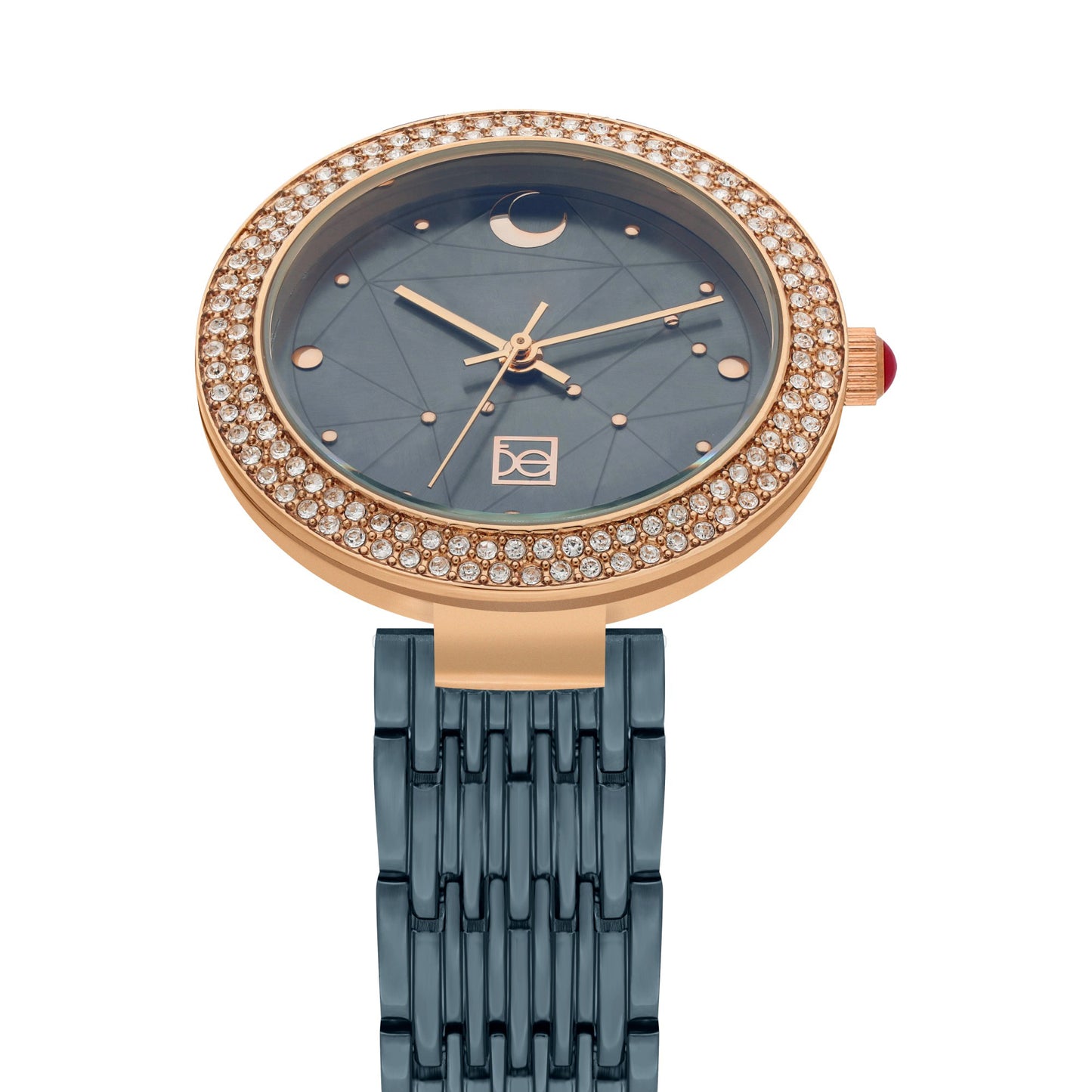 Reloj Cloe Análogo para Dama con Indicador en Forma de Luna y Extensible de Acero Inoxidable OE2555
