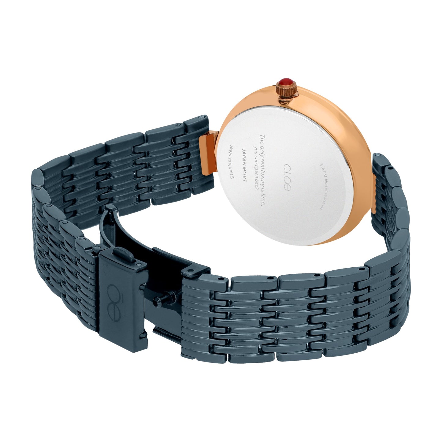 Reloj Cloe Análogo para Dama con Indicador en Forma de Luna y Extensible de Acero Inoxidable OE2555