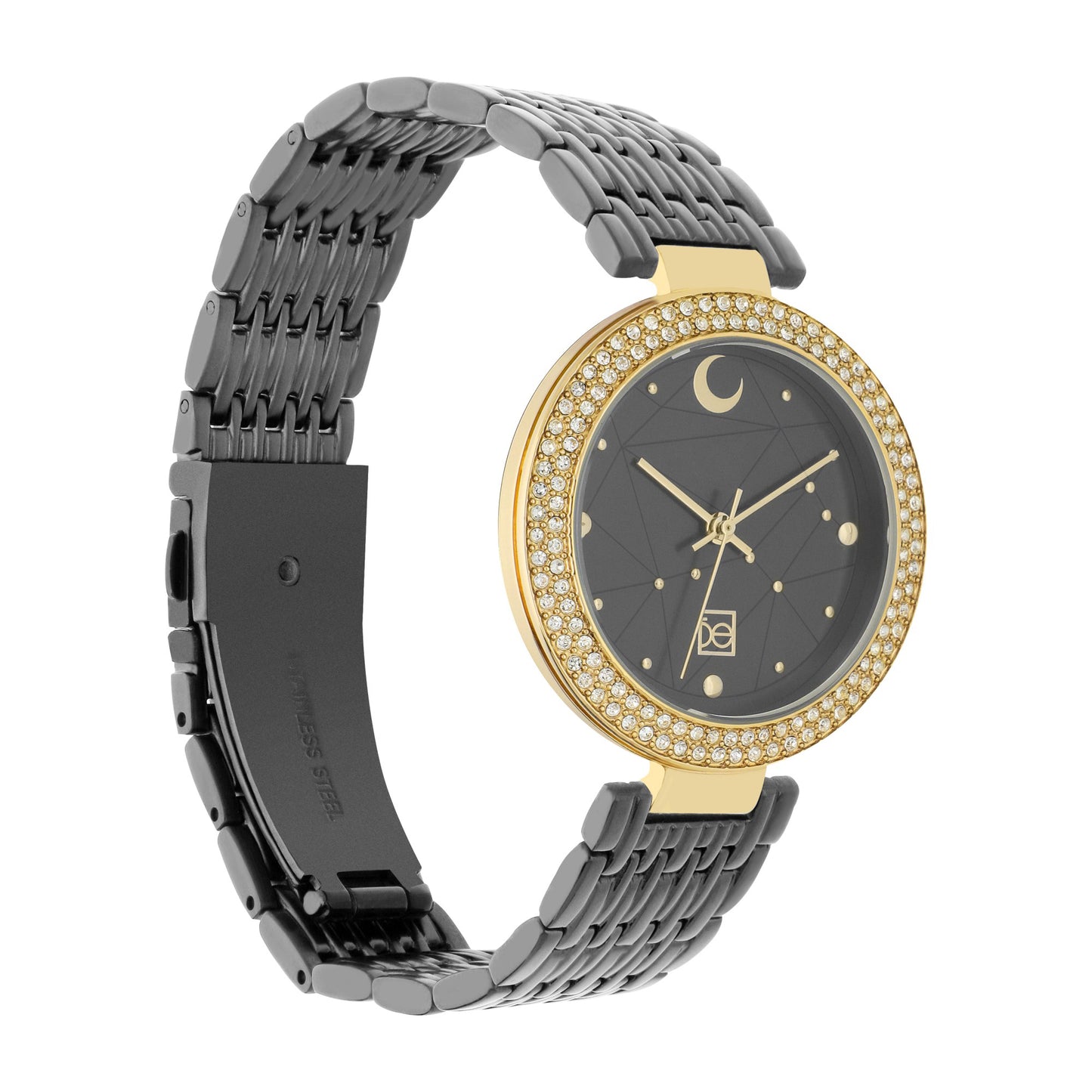 Reloj Cloe Análogo para Dama con Indicador en Forma de Luna y Extensible de Acero Inoxidable OE2555