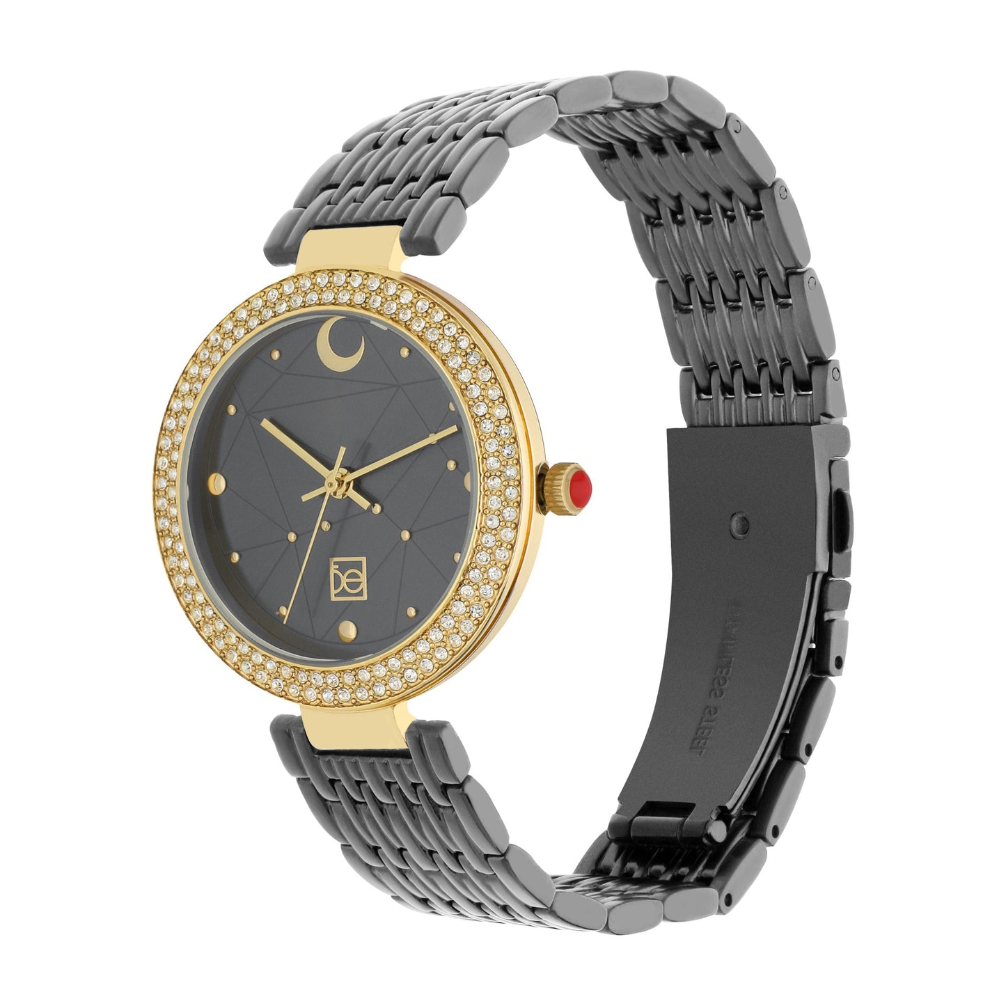 Reloj Cloe Análogo para Dama con Indicador en Forma de Luna y Extensible de Acero Inoxidable OE2555