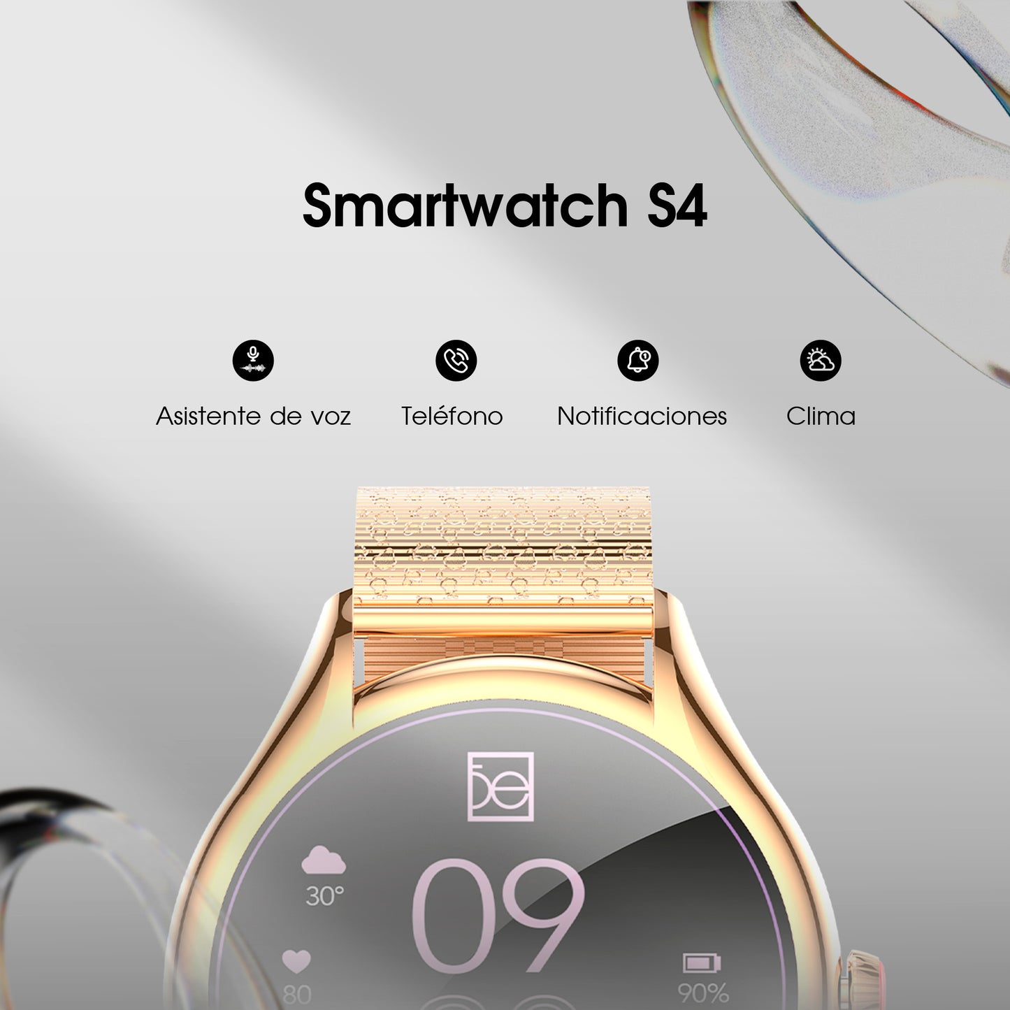 Smartwatch Cloe S4 para Dama con Pantalla Amoled y Extensible de Acero Inoxidable Liso OE2560