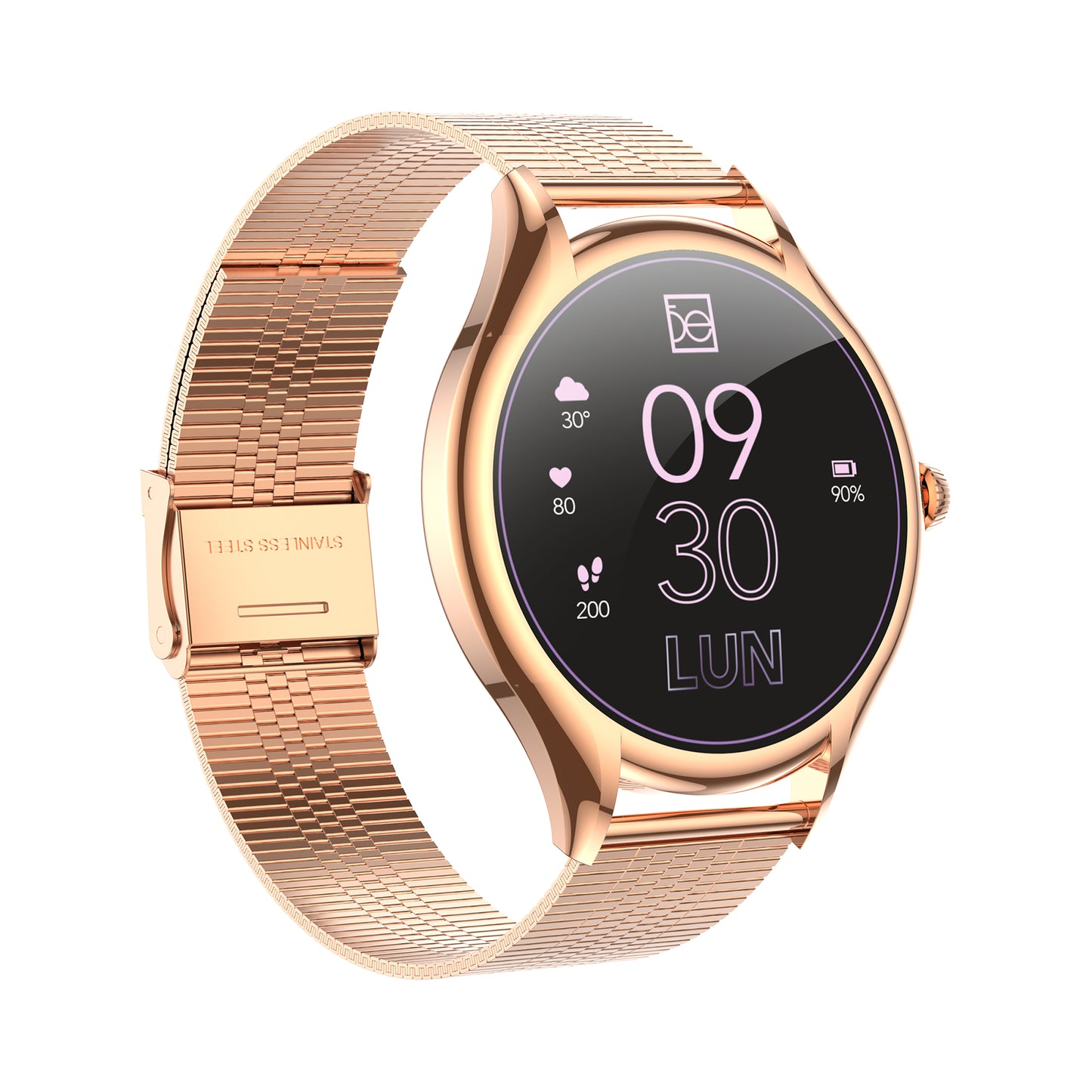 Smartwatch Cloe S4 para Dama con Pantalla Amoled y Extensible de Acero Inoxidable Liso OE2560