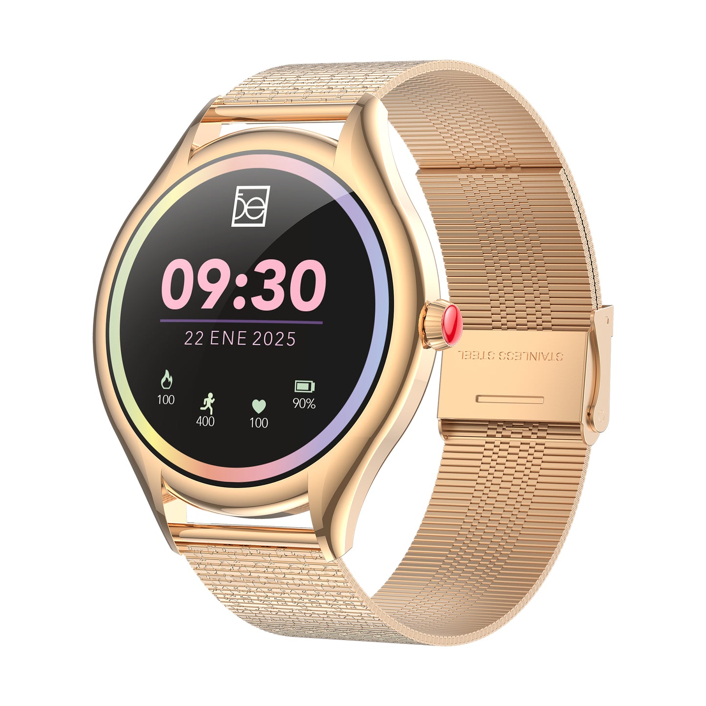 Smartwatch Cloe S4 para Dama con Pantalla Amoled y Extensible de Acero Inoxidable con Textura OE2561